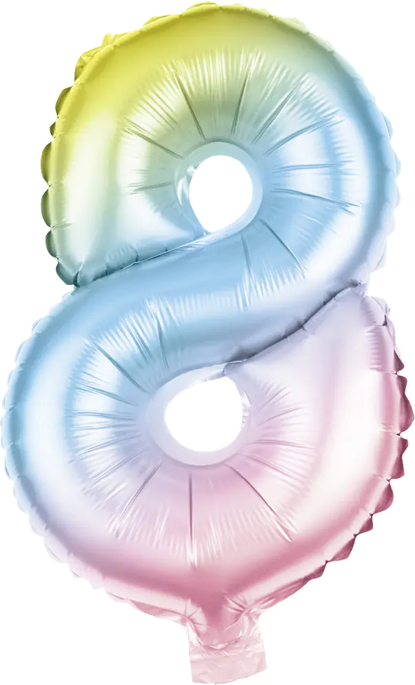 Folienballon Zahl 8 bunt 100 cm