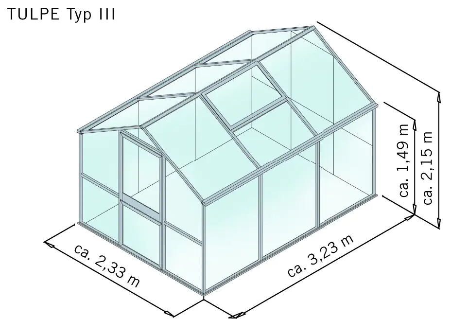 KGT Gewächshaus Tulpe III 3,23 x 2,33 x 2,15 m, anthrazit-grau KGT Gewächshaus Tulpe III 3,23 x 2,33 x 2,15 m, anthrazit-grau