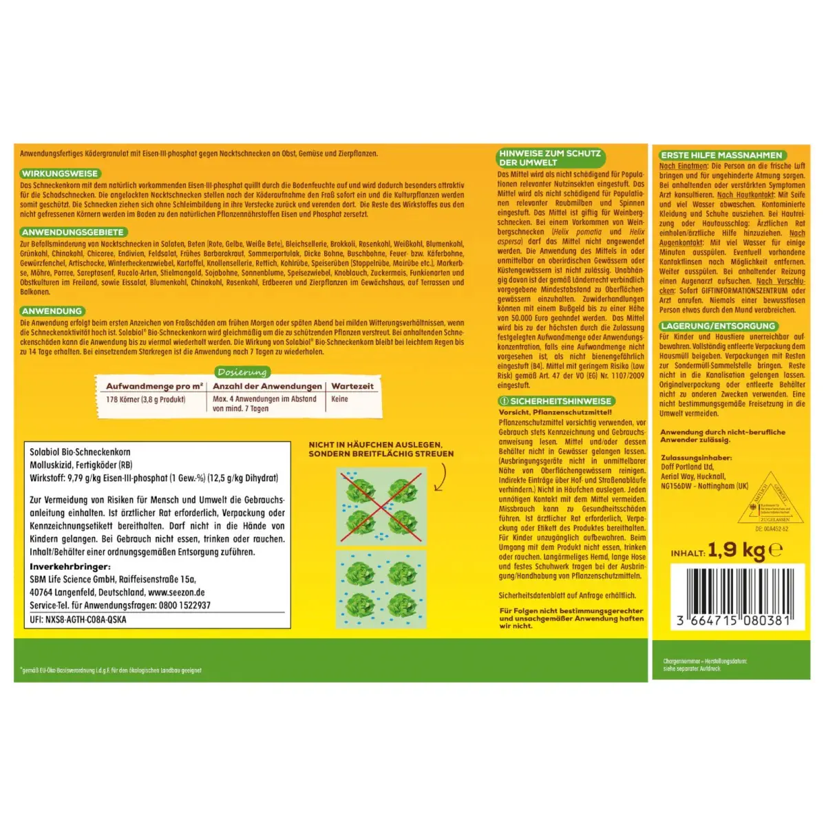 Solabiol Bio-Schneckenkorn 1,9 kg