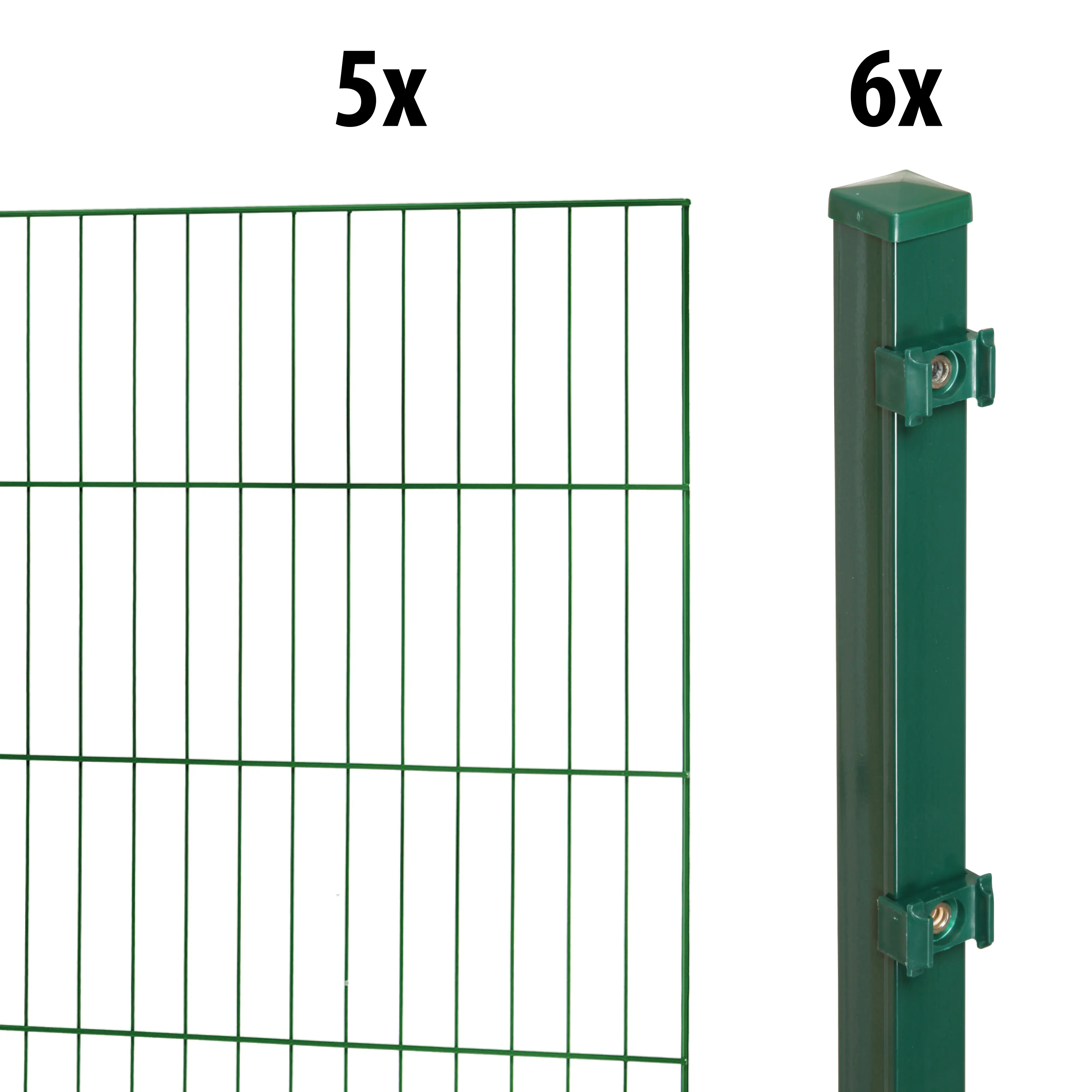 Floraworld Einstabmatten-Zaun Set Classic 10 m 200 x 175 cm inkl. 6 Pfosten 240 cm moosgrün