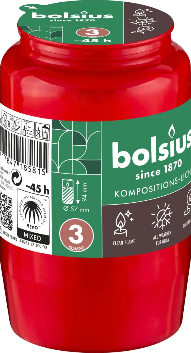 Bolsius Kompositions-Öllicht Nr. 3 rot 1 Stück