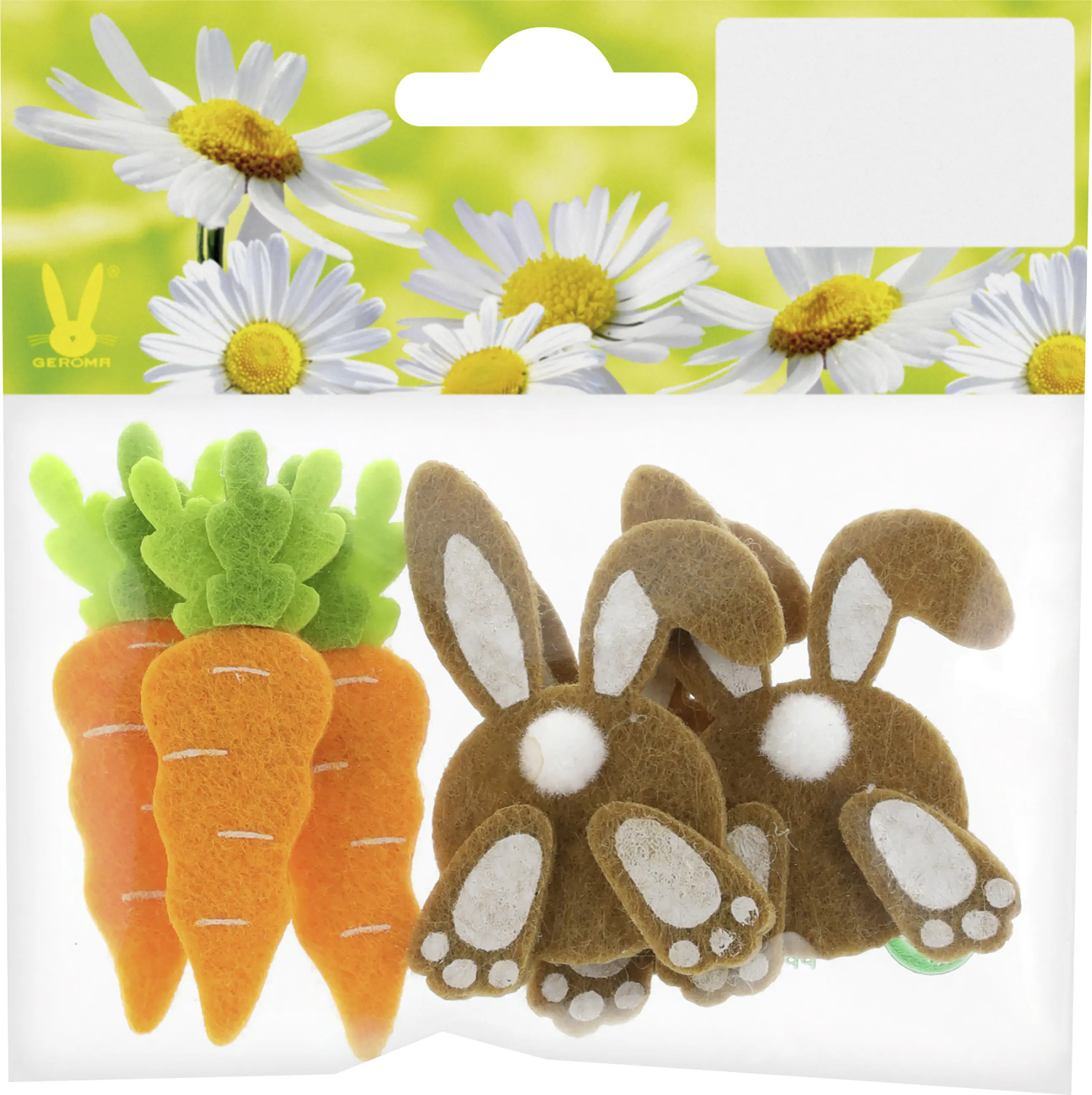 Osterdeko Karotten & Hasen Filz 3,5 x 5,5 cm bunt