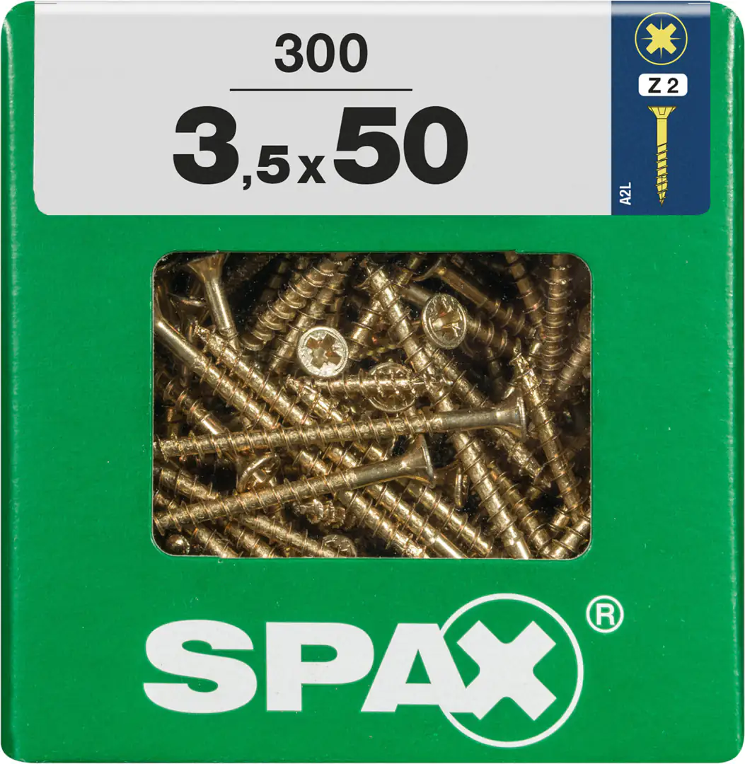 Spax Universalschrauben 3.5 x 50 mm PZ 2 - 300 Stk. Spax Universalschrauben 3.5 x 50 mm PZ 2 - 300 Stk.