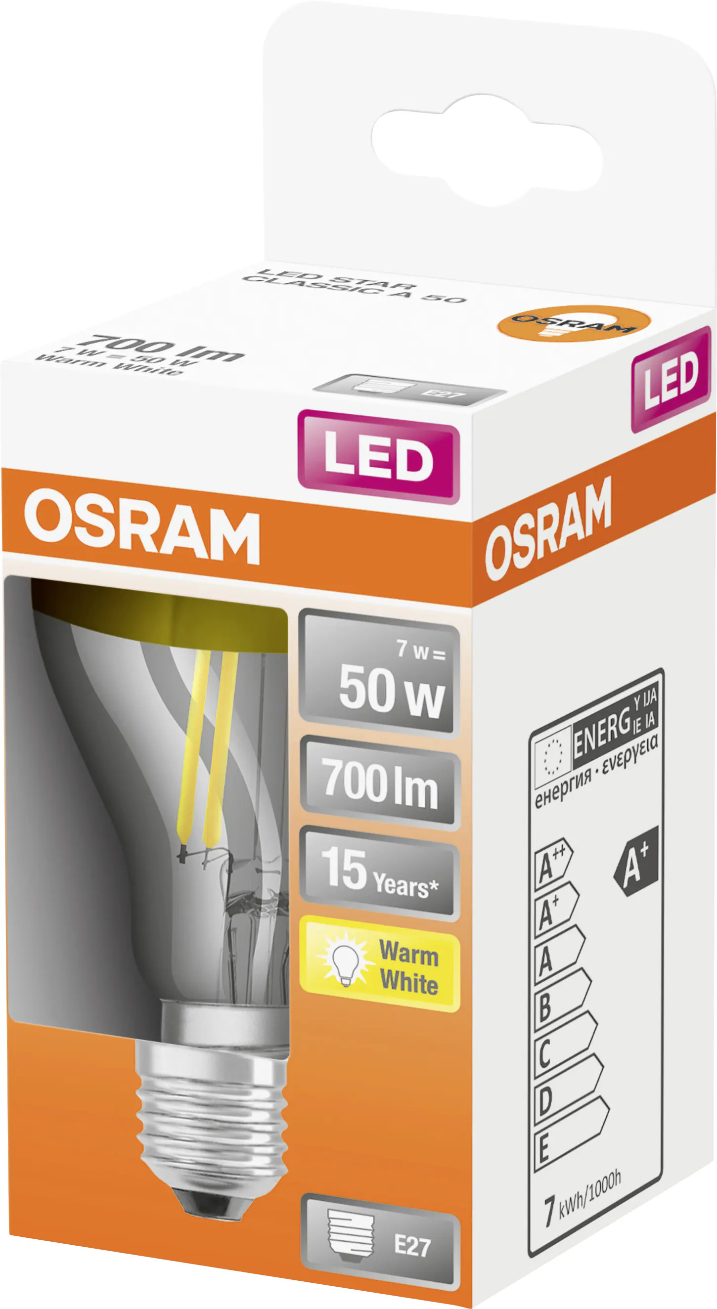 Osram LED Spiegelkopflampe Star A50 E27 7W warmweiß, amber