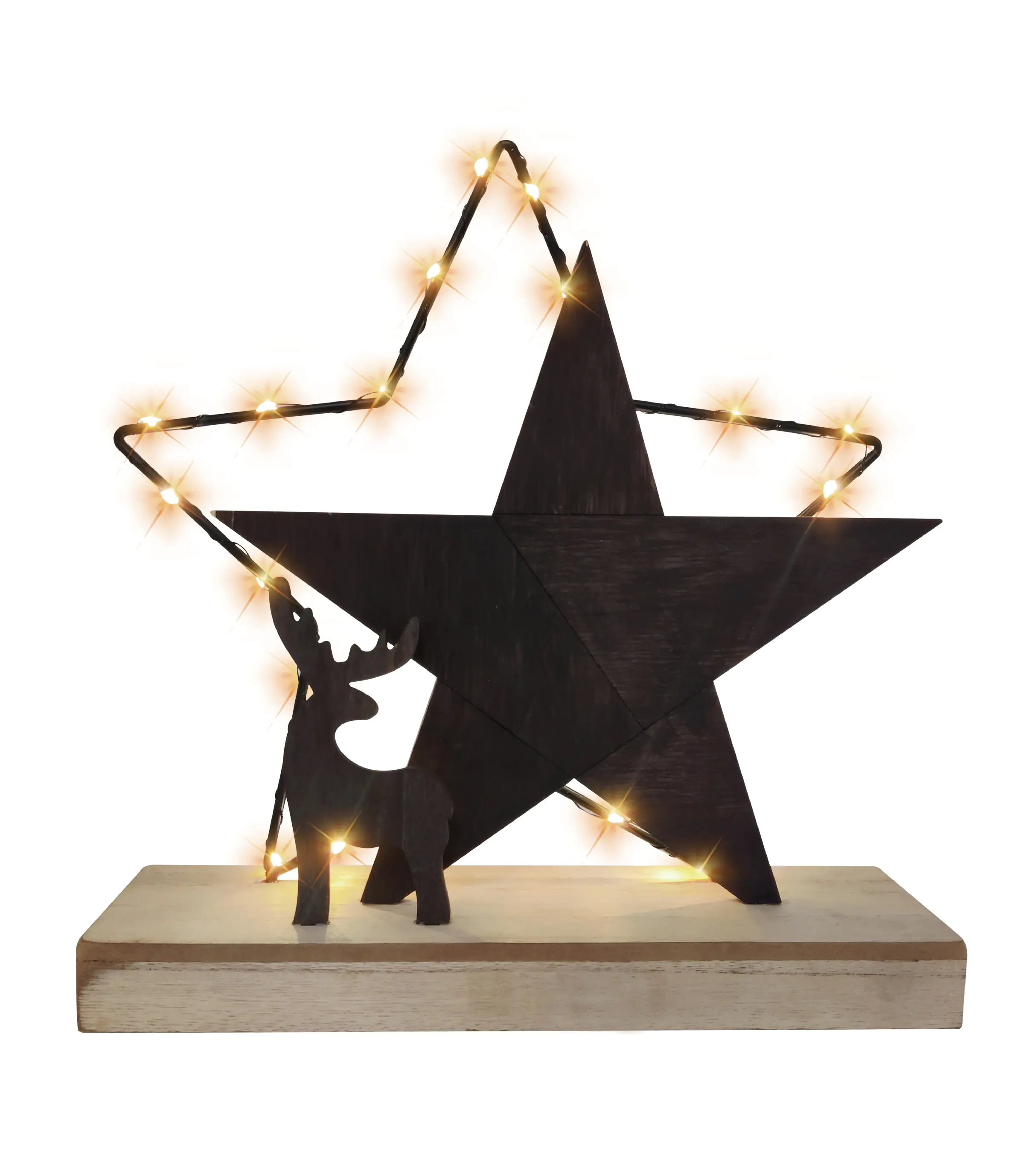 TrendLine Stern Metall + Holz 30 x 8 x 30 cm natur/braun