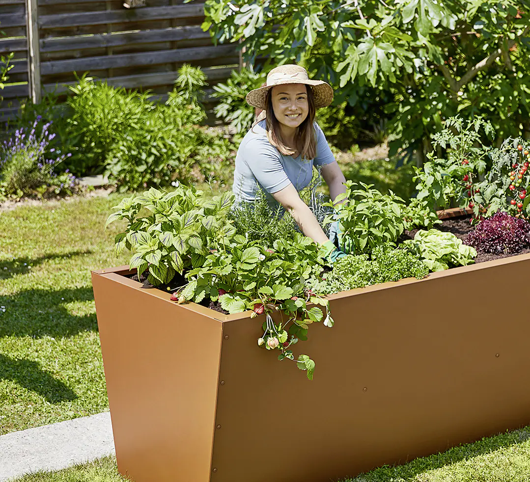 Gutta Hochbeet Valenta 150 150 x 90 x 80 cm, rostiges Eisen