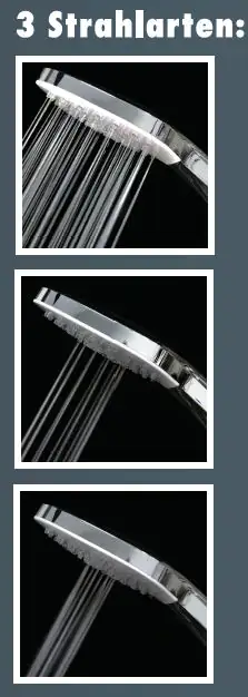 Primaster Handbrause 3 Strahlarten Water Spray quadratisch chrom-weiß wassersparend