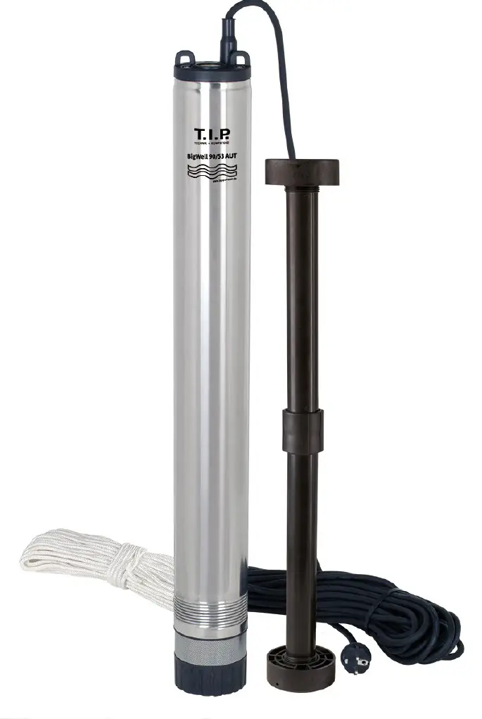 T.I.P. Tiefbrunnenpumpe BigWell 90/53 AUT, 900 Watt, 5.400 l/h, Edelstahl T.I.P. Tiefbrunnenpumpe BigWell 90/53 AUT, 900 Watt, 5.400 l/h, Edelstahl