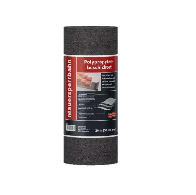 Mauersperrbahn PP polypropylenbeschichtet 20 x 0,5 m = 10 m² schwarz