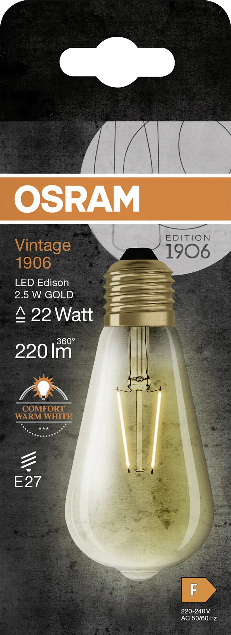 Osram LED Leuchtmittel Edison E27 2,5 W warmweiß amber