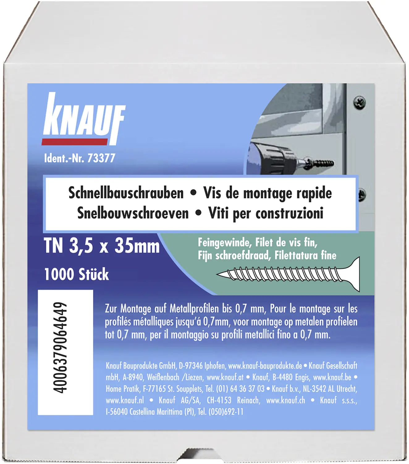 Knauf Schnellbauschrauben 3,5 x 35 mm, PH 1, 1000 Stück Knauf Schnellbauschrauben 3,5 x 35 mm, PH 1, 1000 Stück