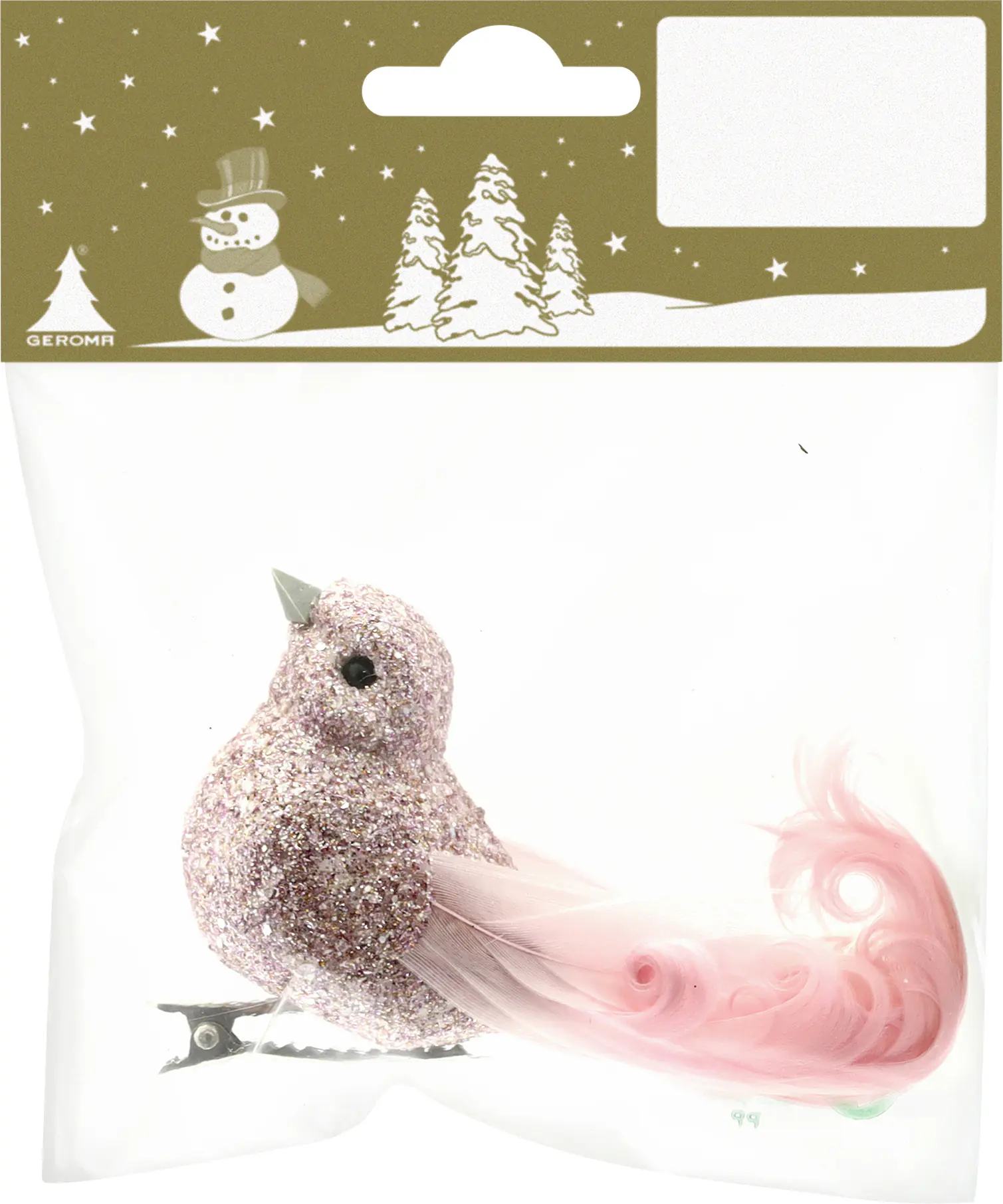 Deko-Vogel mit Glitzer und Clip rosa 12 cm 