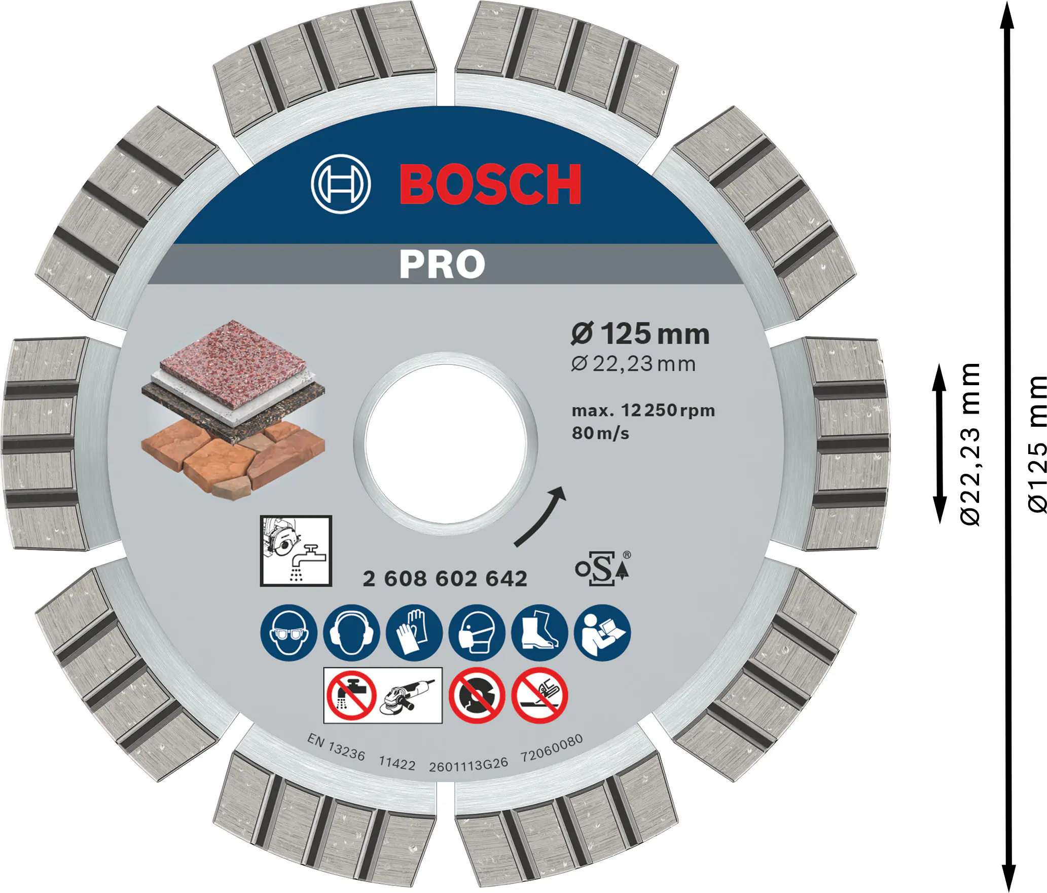 Bosch PRO Multi Material Diamanttrennscheibe, 125 x 22,23 x 2,2  mm