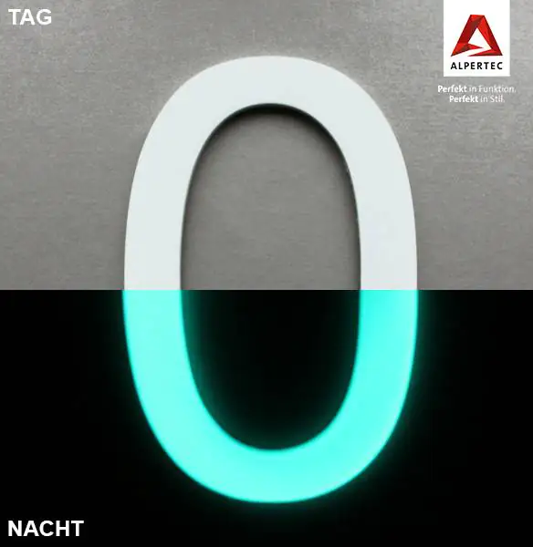 Alpertec Hausnummer 0 Selbstklebend Nachtleuchtend