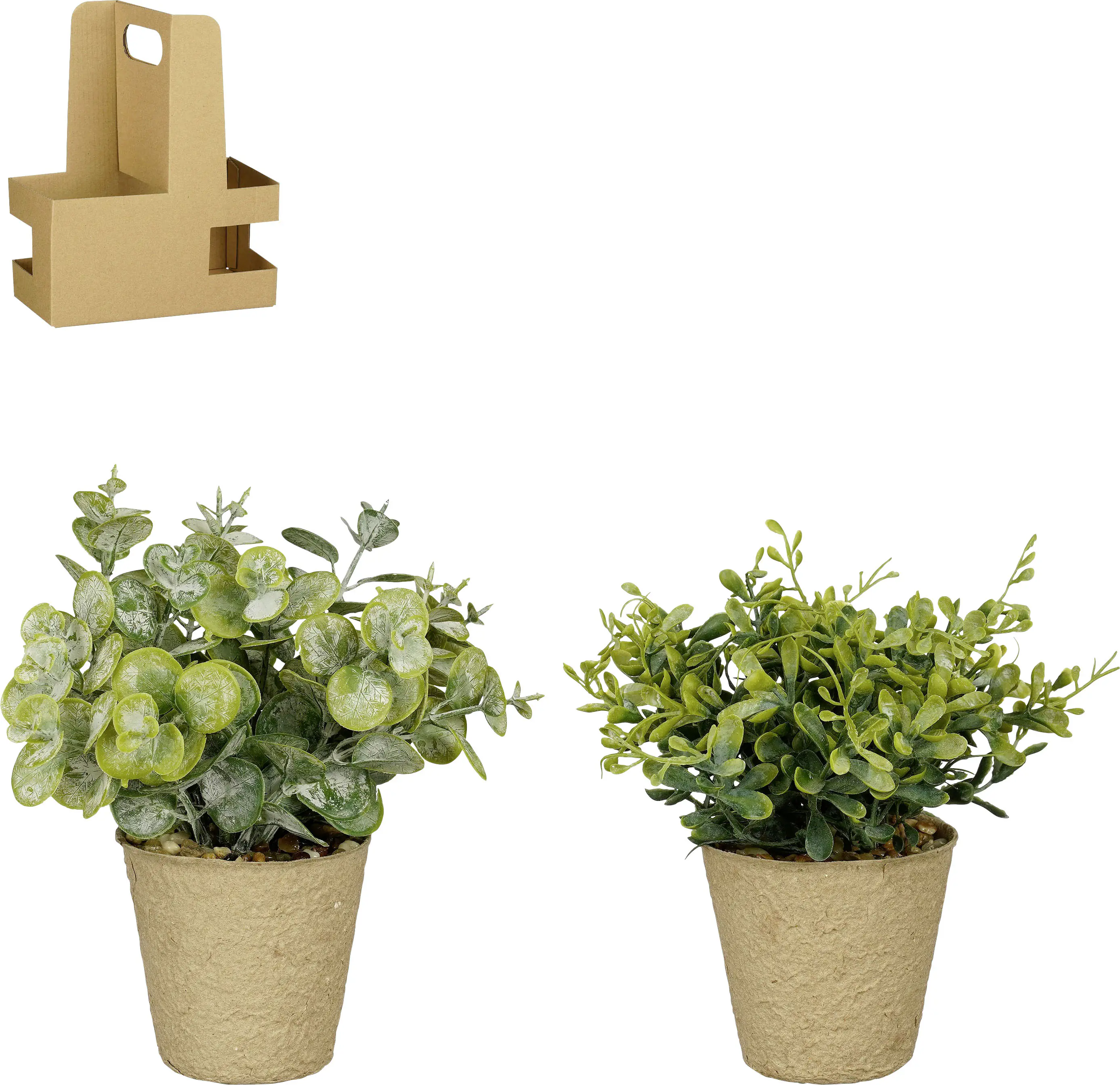 Mica Decorations Kunstpflanze Kräuter im Topf grün Ø 9 x 16 cm- 2 Stück