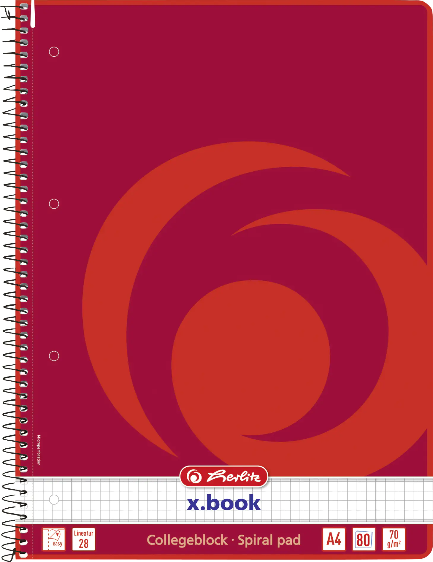 herlitz Collegeblock A4 70g/m² 80 Bl kariert  Rand links u rechts