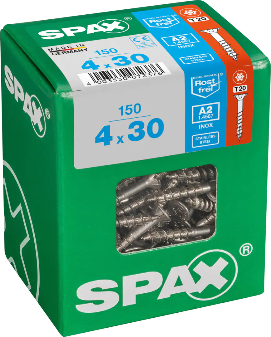 Spax Universalschrauben 4.0 x 30 mm TX 20 Senkkopf - 150 Stk.