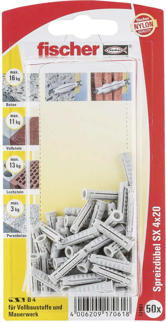 Fischer Dübel SX Fischer Dübel SX 4.0 x 20 mm - 50 Stück
