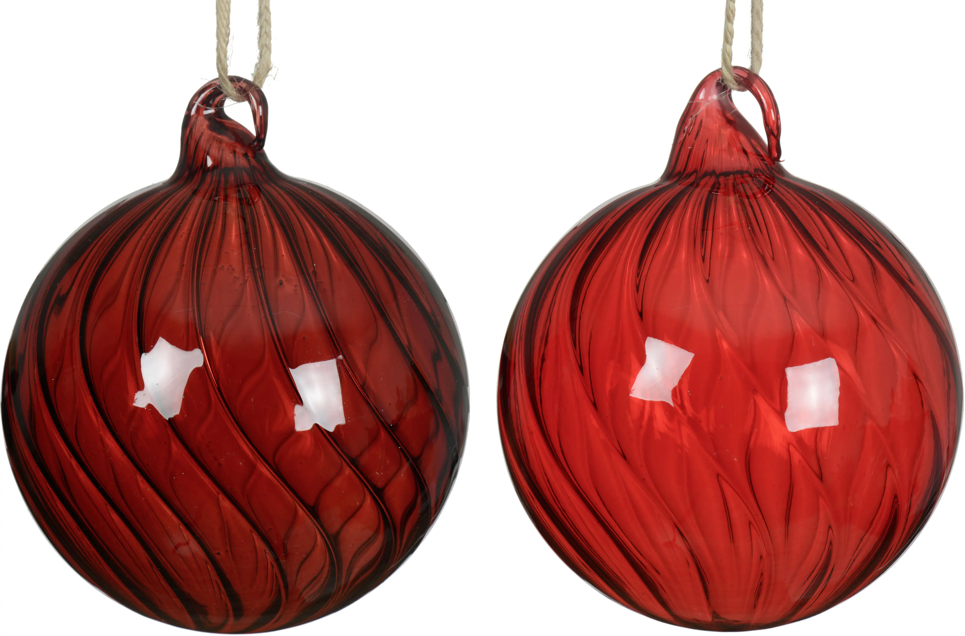 Decoris Weihnachtskugel aus Glas Ø 8 cm rot sortiert