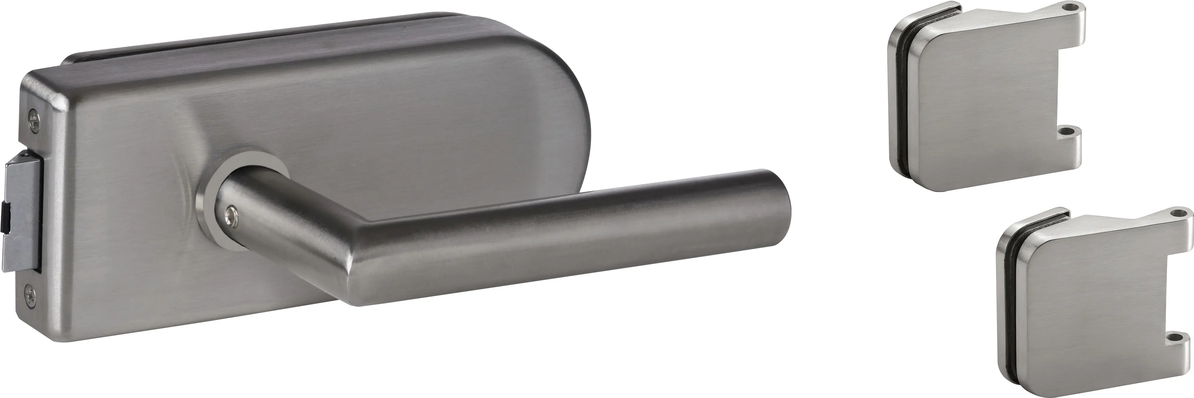 Alpertec Beschlag-Set für Glastür Valencia Drücker/Drücker Edelstahl satiniert Alpertec Beschlag-Set für Glastür Valencia Drücker/Drücker Edelstahl satiniert