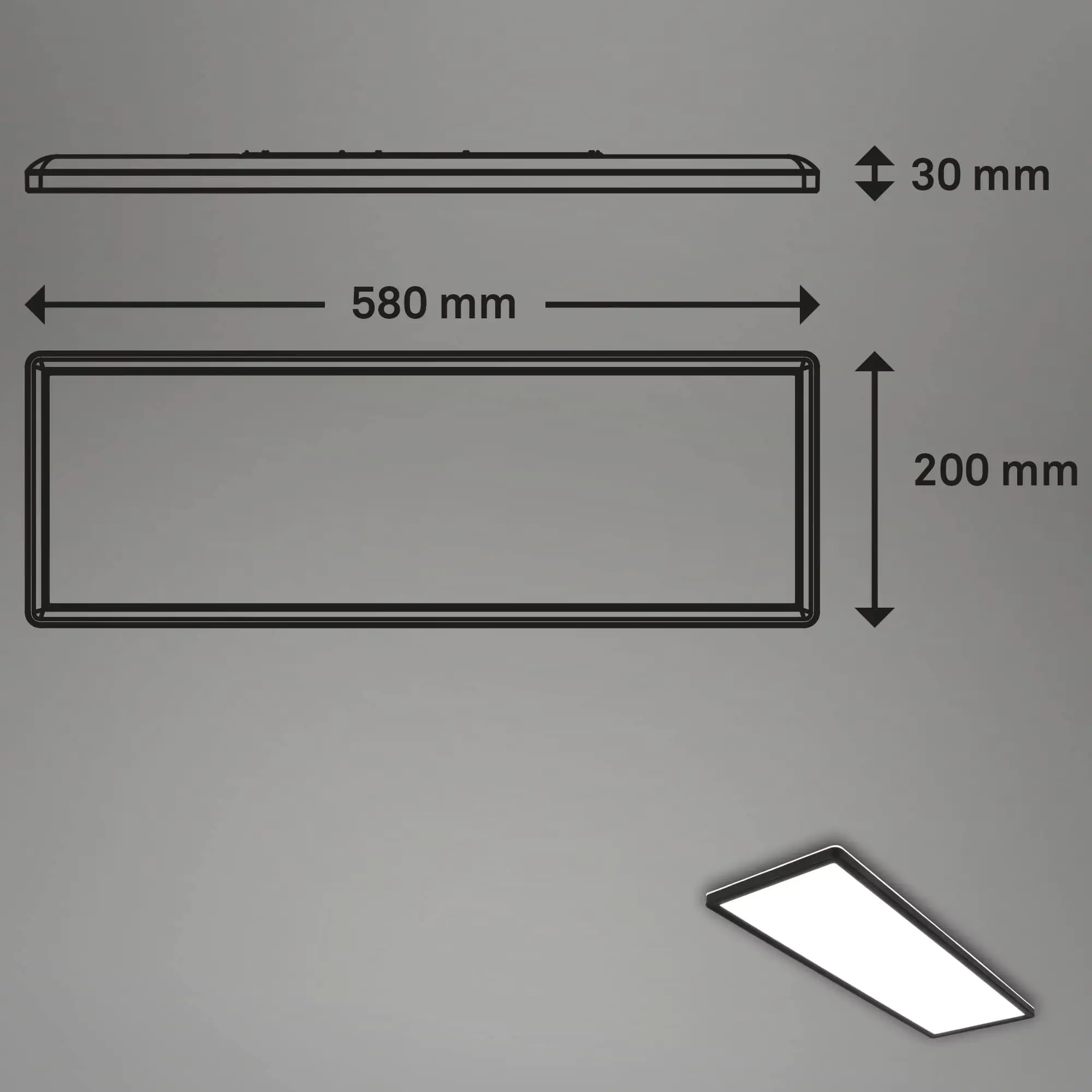 Briloner LED Panel Slim 58 cm, schwarz, ultraflach Briloner LED Panel Slim 58 cm, schwarz, ultraflach