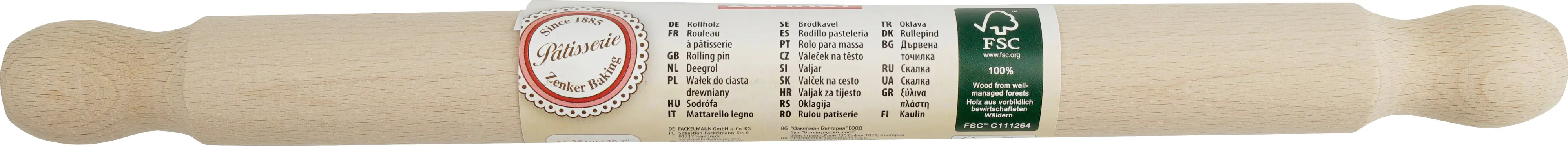 Zenker Teigrolle Holz 35 x 3 cm natur