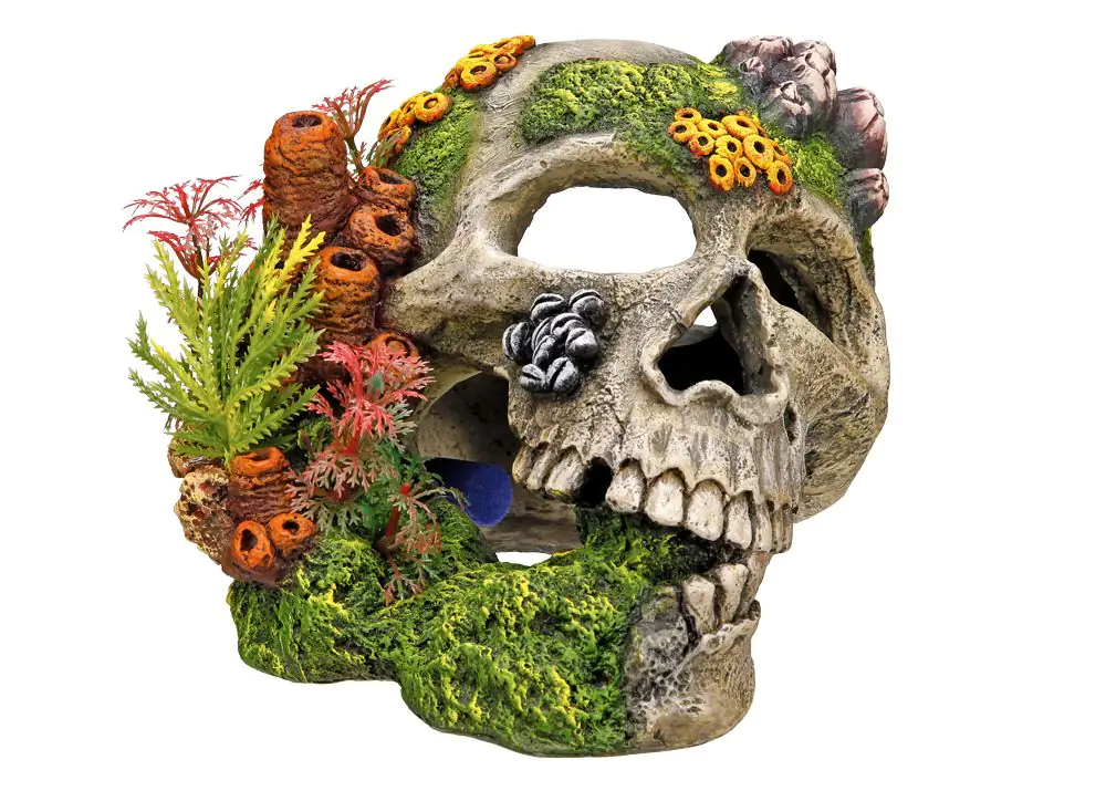 4033766281358 Nobby Aqua Ornaments TOTENKOPF mit Pflanzen 19,5 x 16 x 14 cm