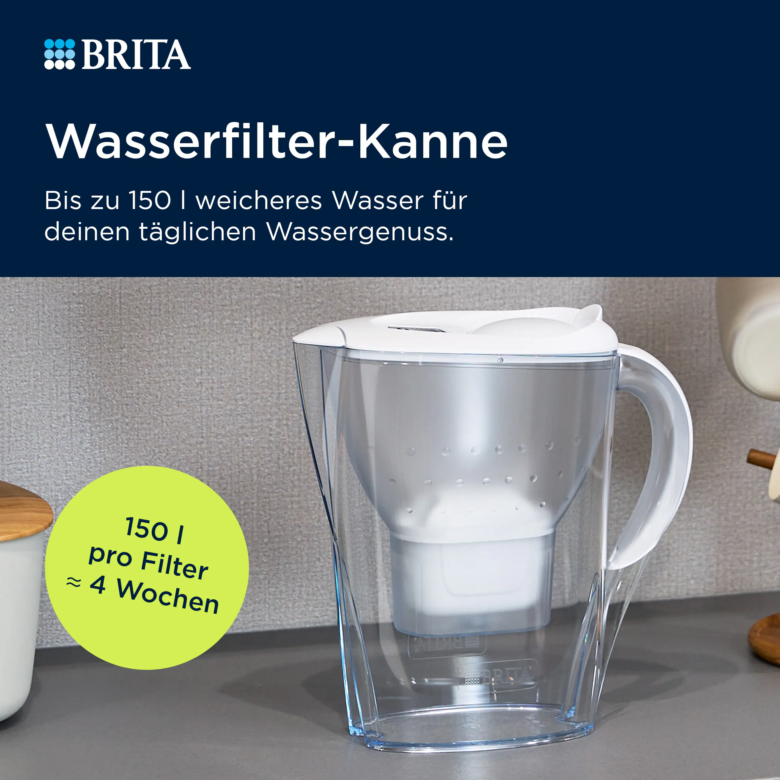 Brita Wasserfilter-Kanne Marella blau 2,4 l Füllmenge