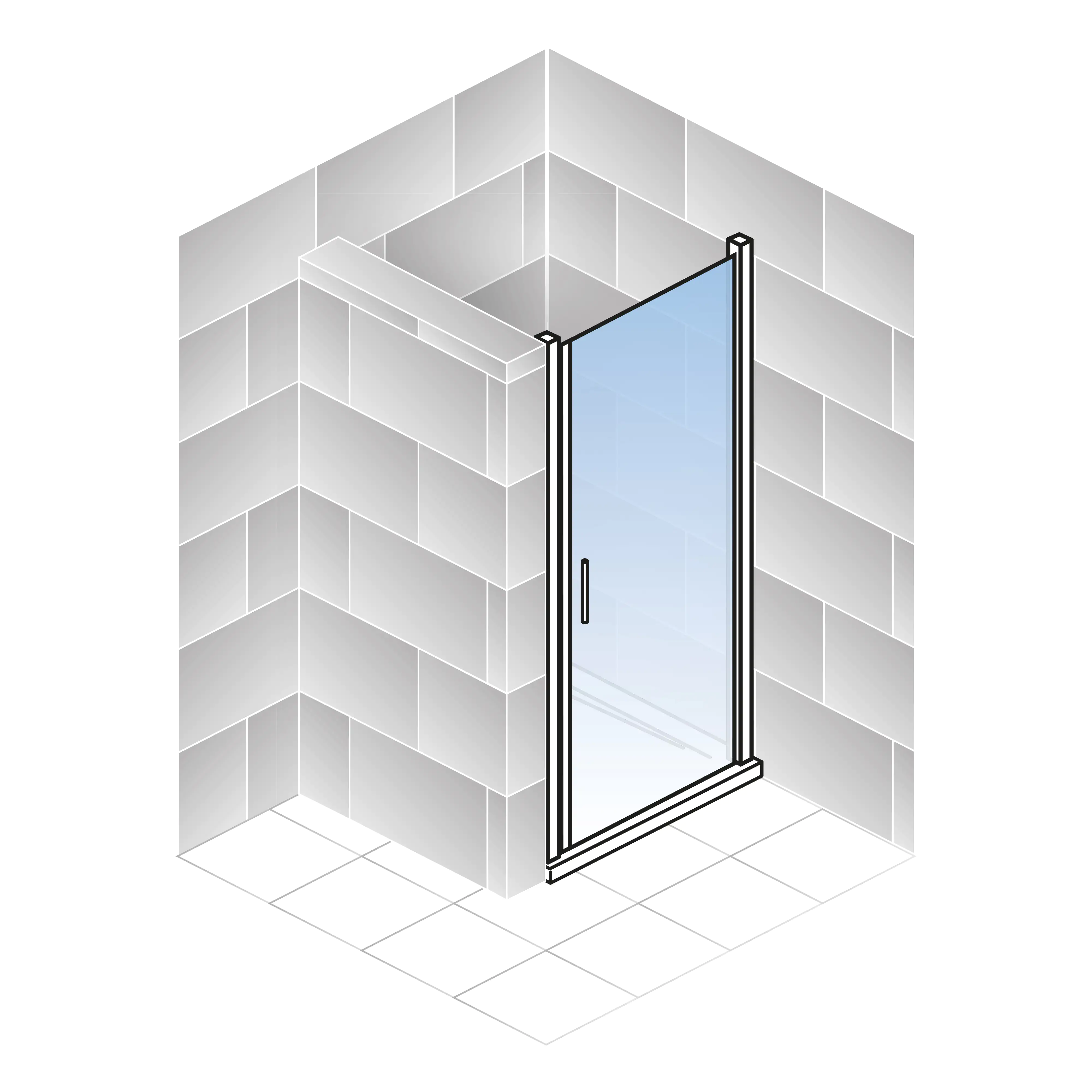 Schulte Nische Drehtür 90 x 192 cm Alexa Style 2.0