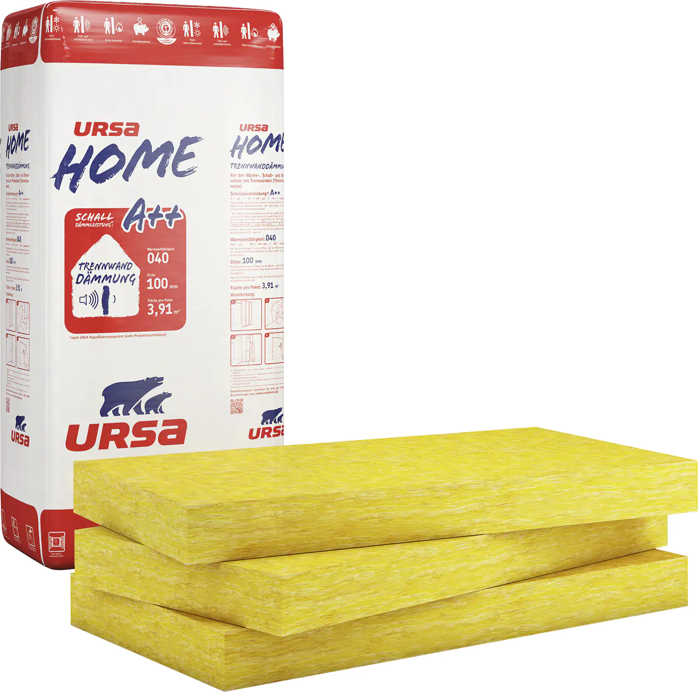 Ursa Home Trennwandplatte Glaswolle WLG 040 1250 x 625 x 60 mm Ursa Home Trennwandplatte Glaswolle WLG 040 1250 x 625 x 60 mm