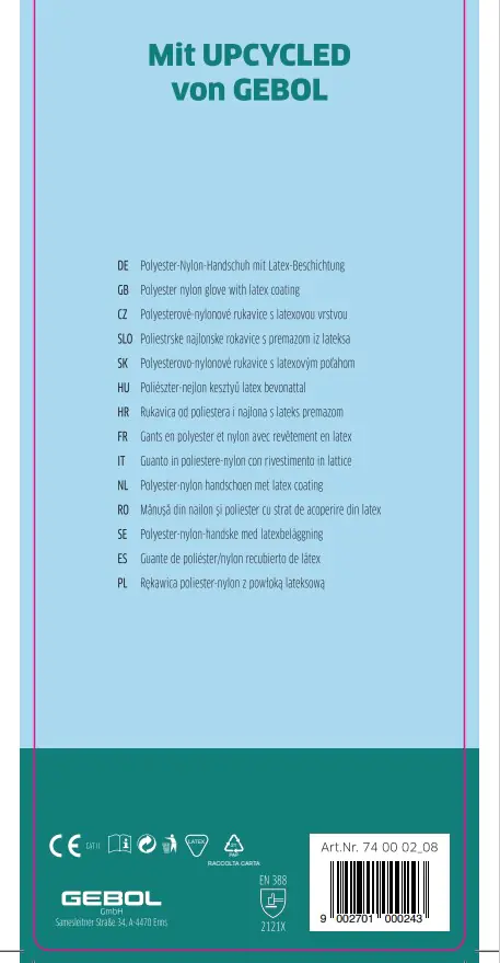 Gebol Handschuh Upcycled Sensitive hellblau   Gebol Handschuh Upcycled Sensitive hellblau