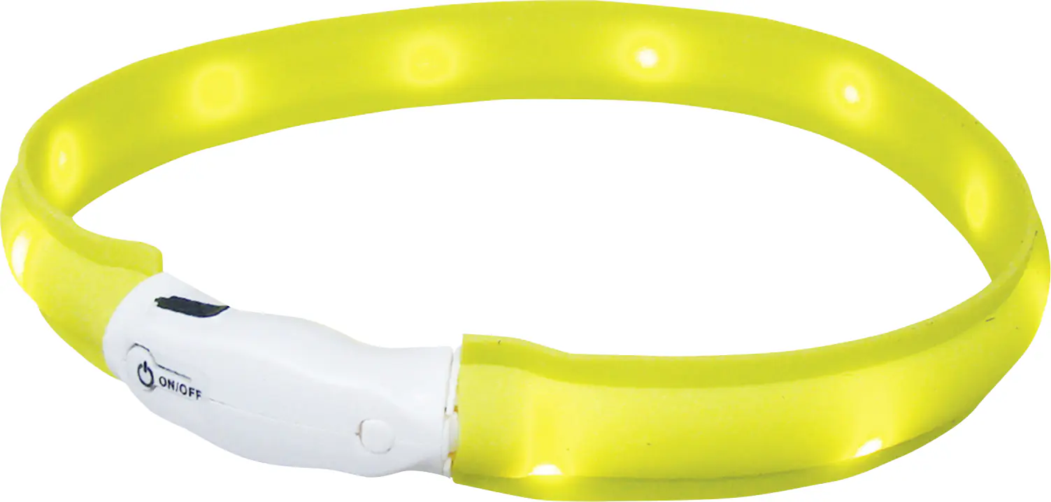 Nobby LED Leuchthalsband Visible breit gelb für Hunde mit längerem Fell