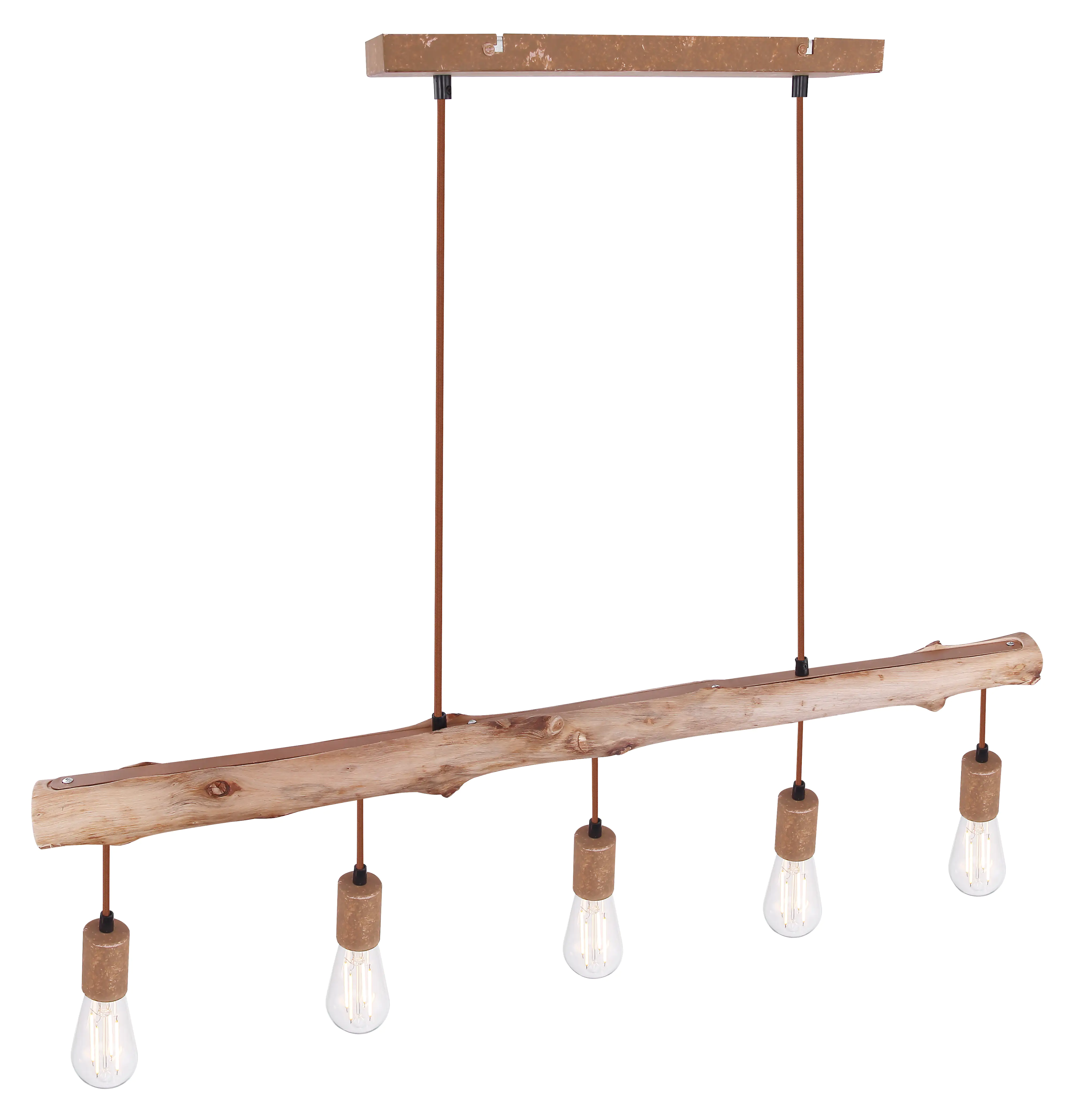 9007371389636_6 Globo 5er Hängeleuchte Jakob rost-holz 100 x 8,5 cm E27, max. 40 W