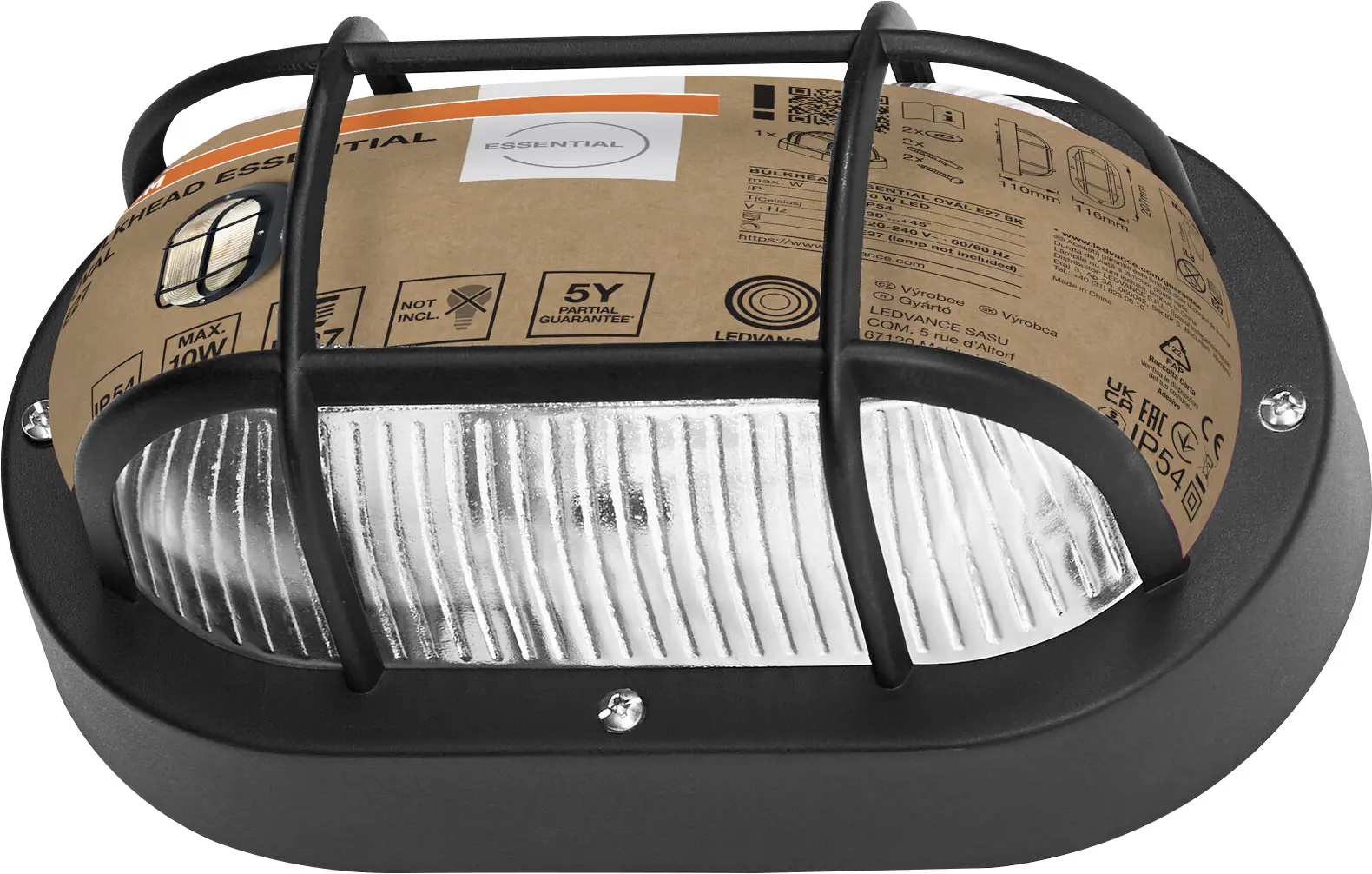 Osram LED Wandleuchte Bulkhead Essential Oval E27 schwarz Osram LED Wandleuchte Bulkhead Essential Oval E27 schwarz