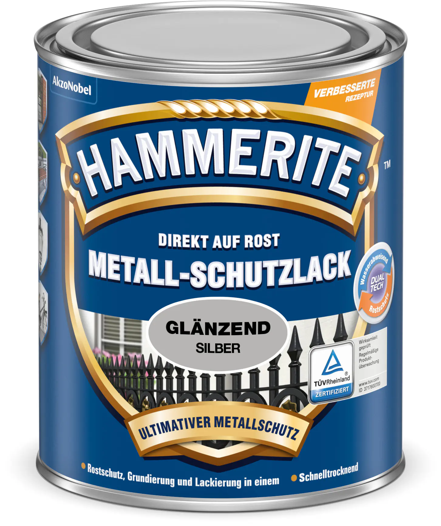 Hammerite Metall-Schutzlack Hammerschlag 750 ml silber glänzend