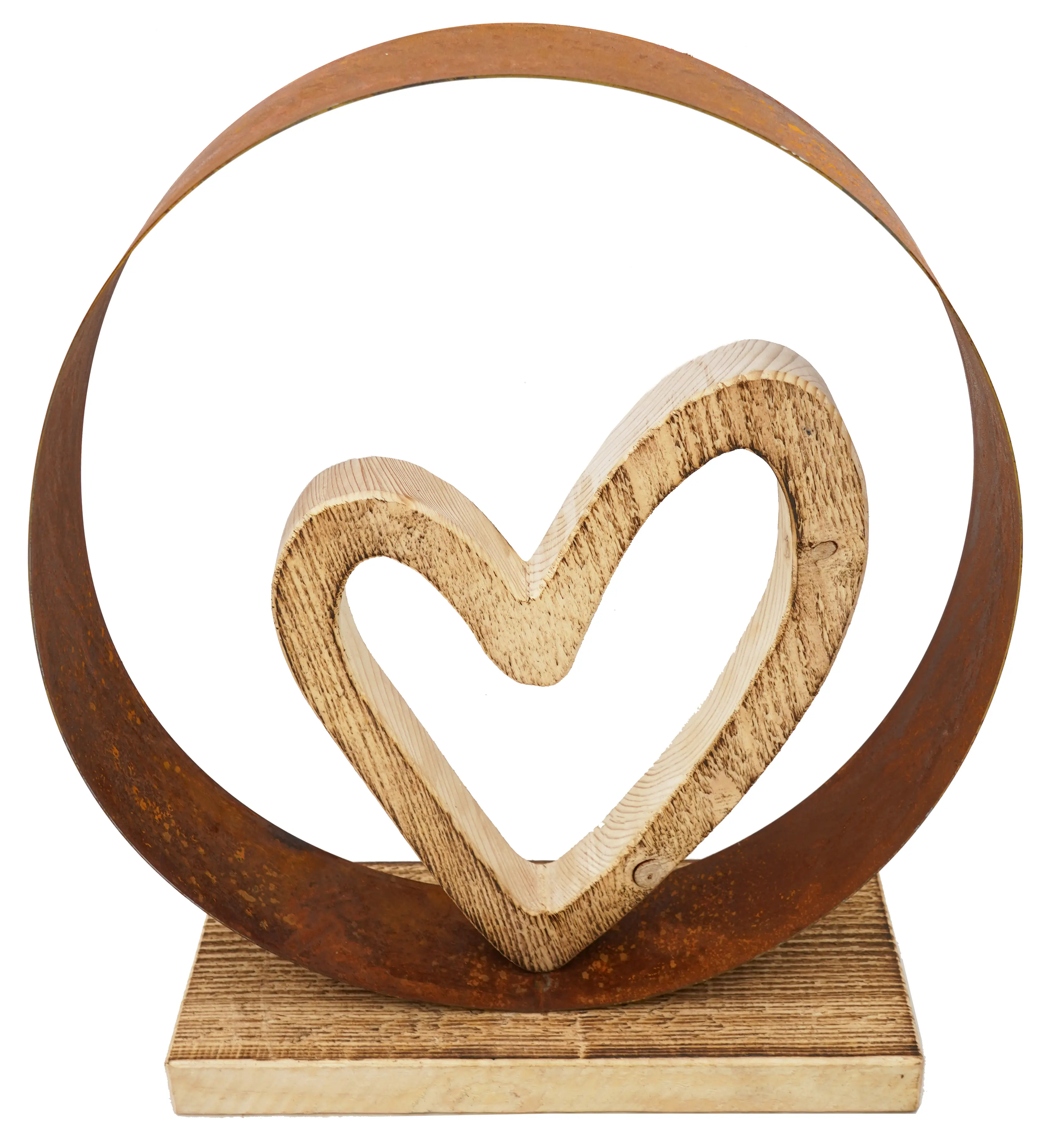 Dekofigur Herz Lissabon 38 x 34 x 10 cm rostbraun