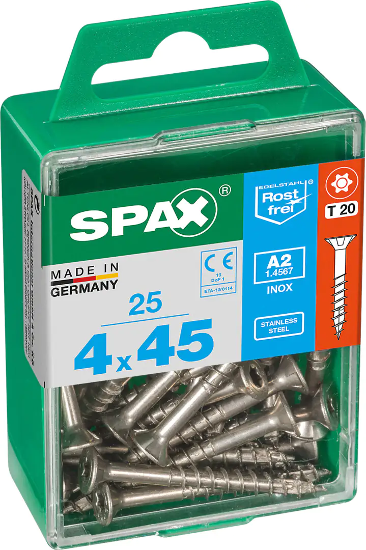 Spax Universalschrauben 4.0 x 45 mm TX 20 - 25 Stk. Spax Universalschrauben 4.0 x 45 mm TX 20 - 25 Stk.