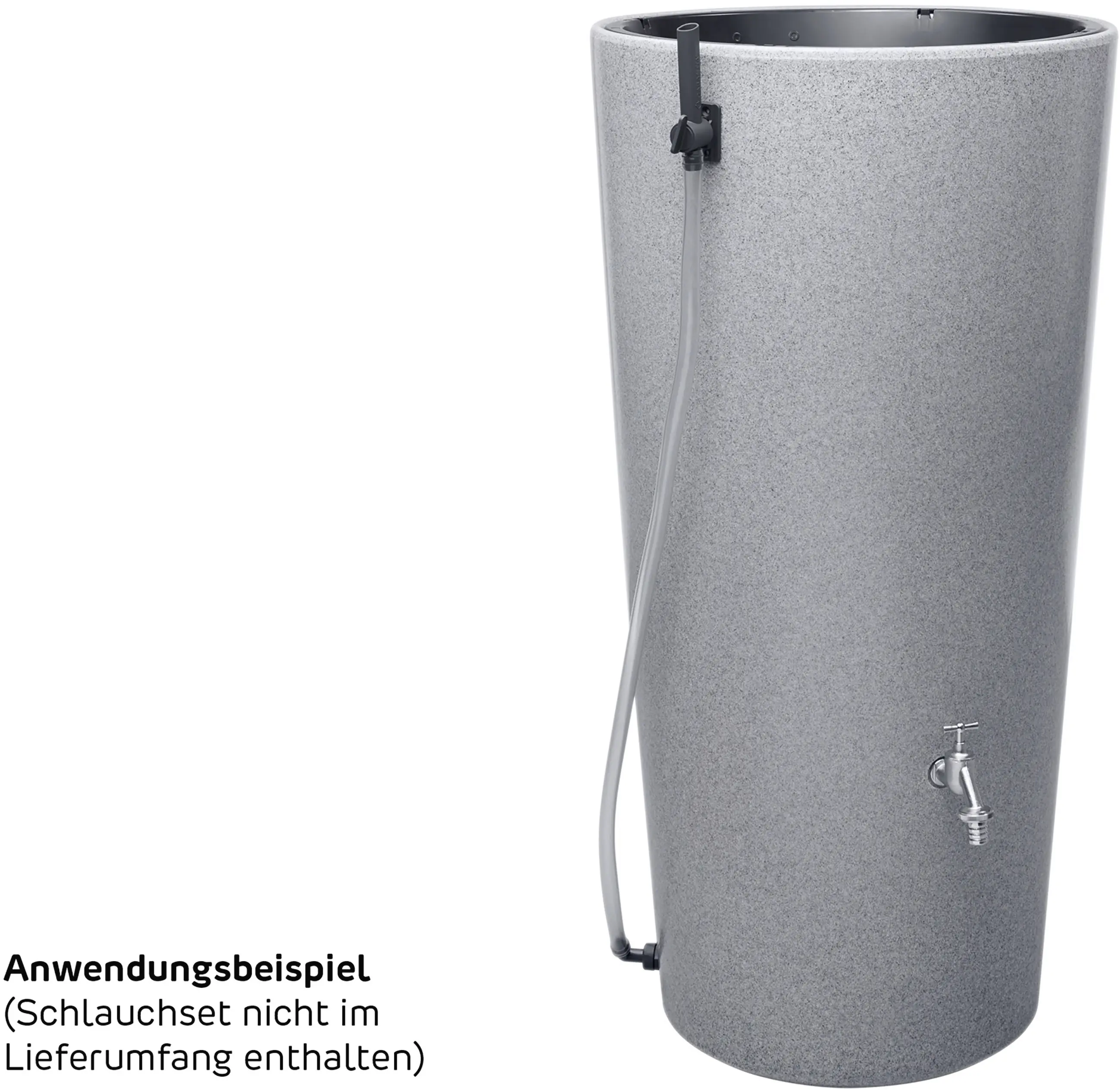 Garantia Regentonne Stone 2in1 rund inkl. Pflanzschale 210 L silber