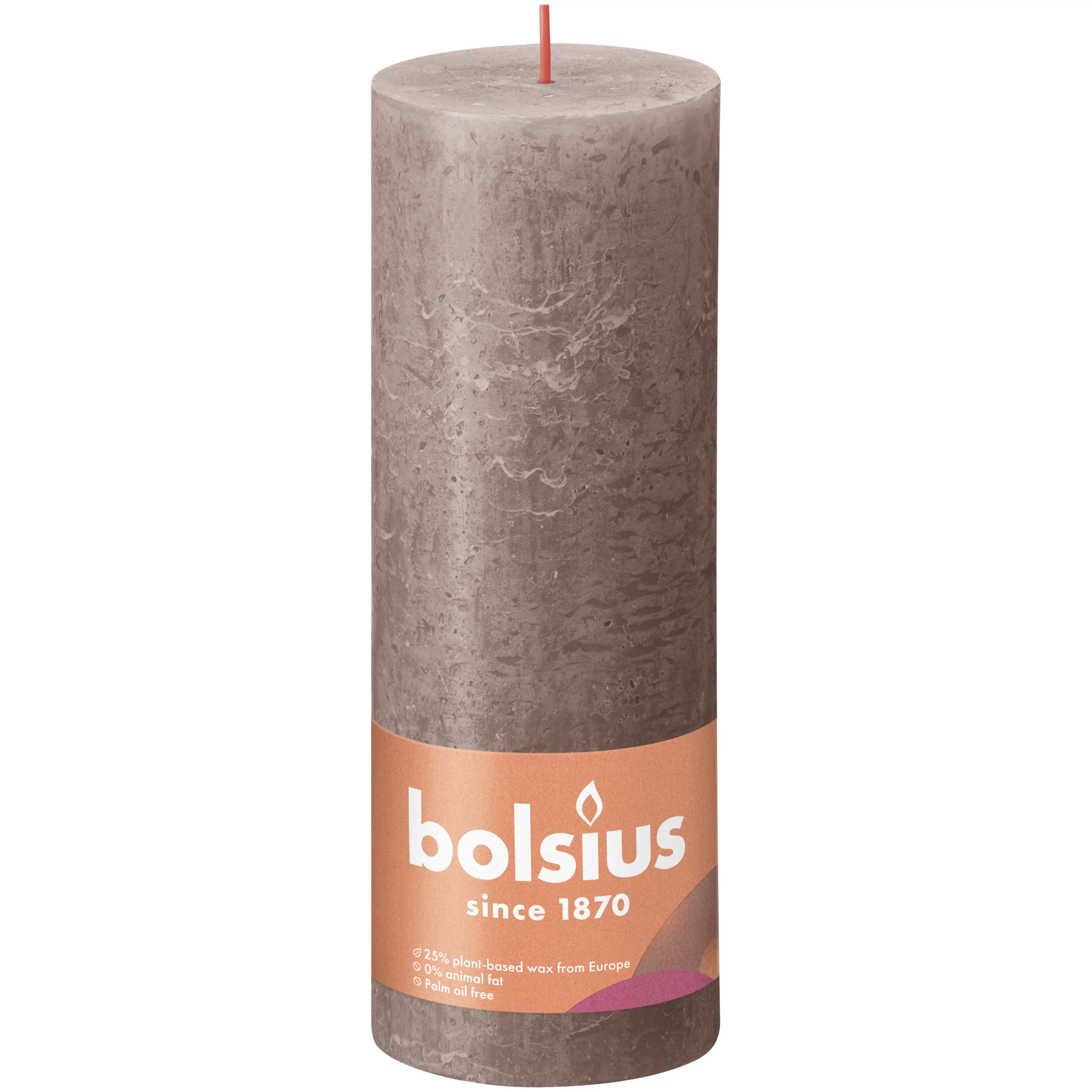 Bolsius Rustik Stumpenkerze 190/68 mm Rustikales Taupe