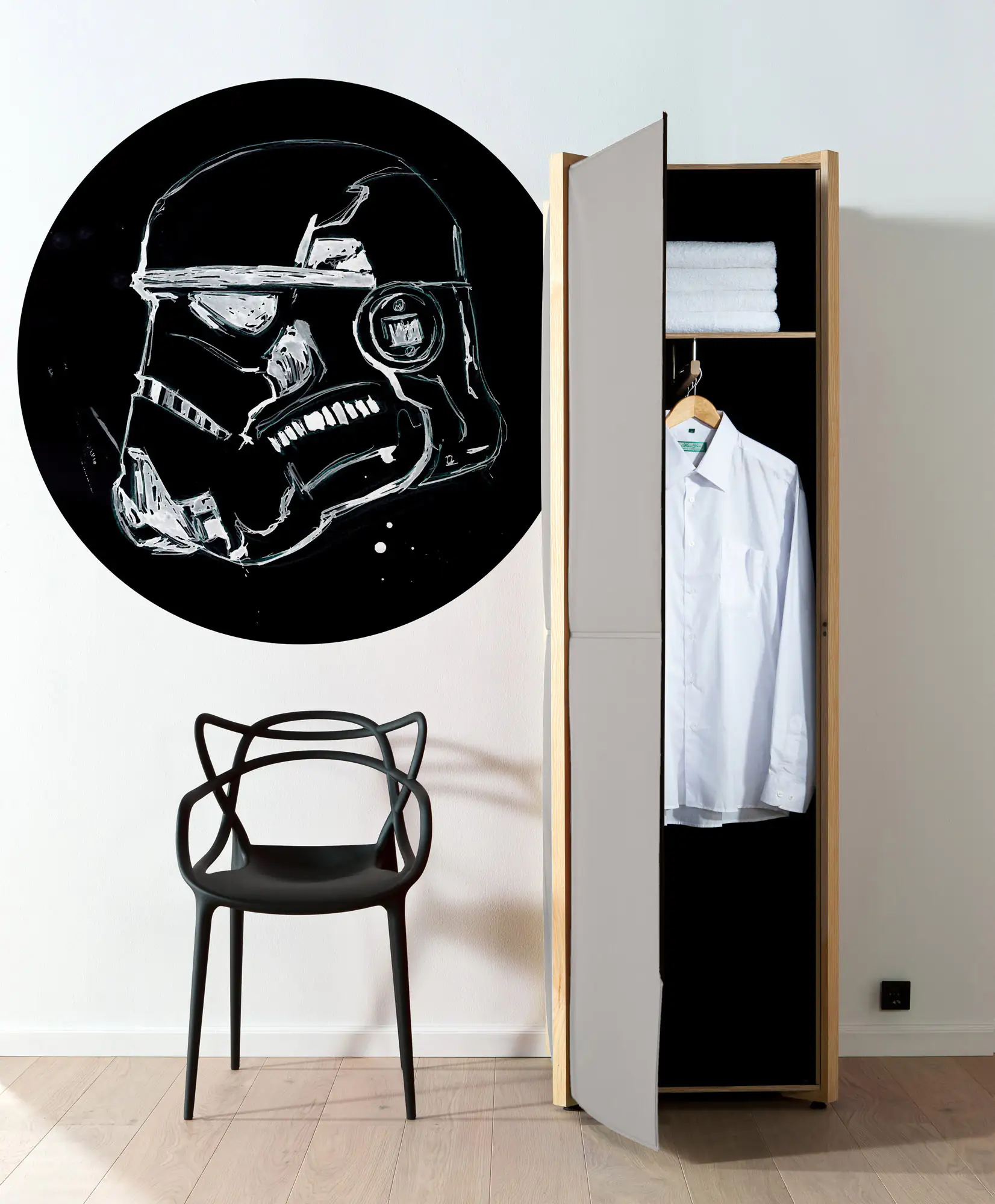 4055065180224_1 Komar Vlies Fototapete Dot Star Wars Ink Storm Ø 128 cm, selbstklebend