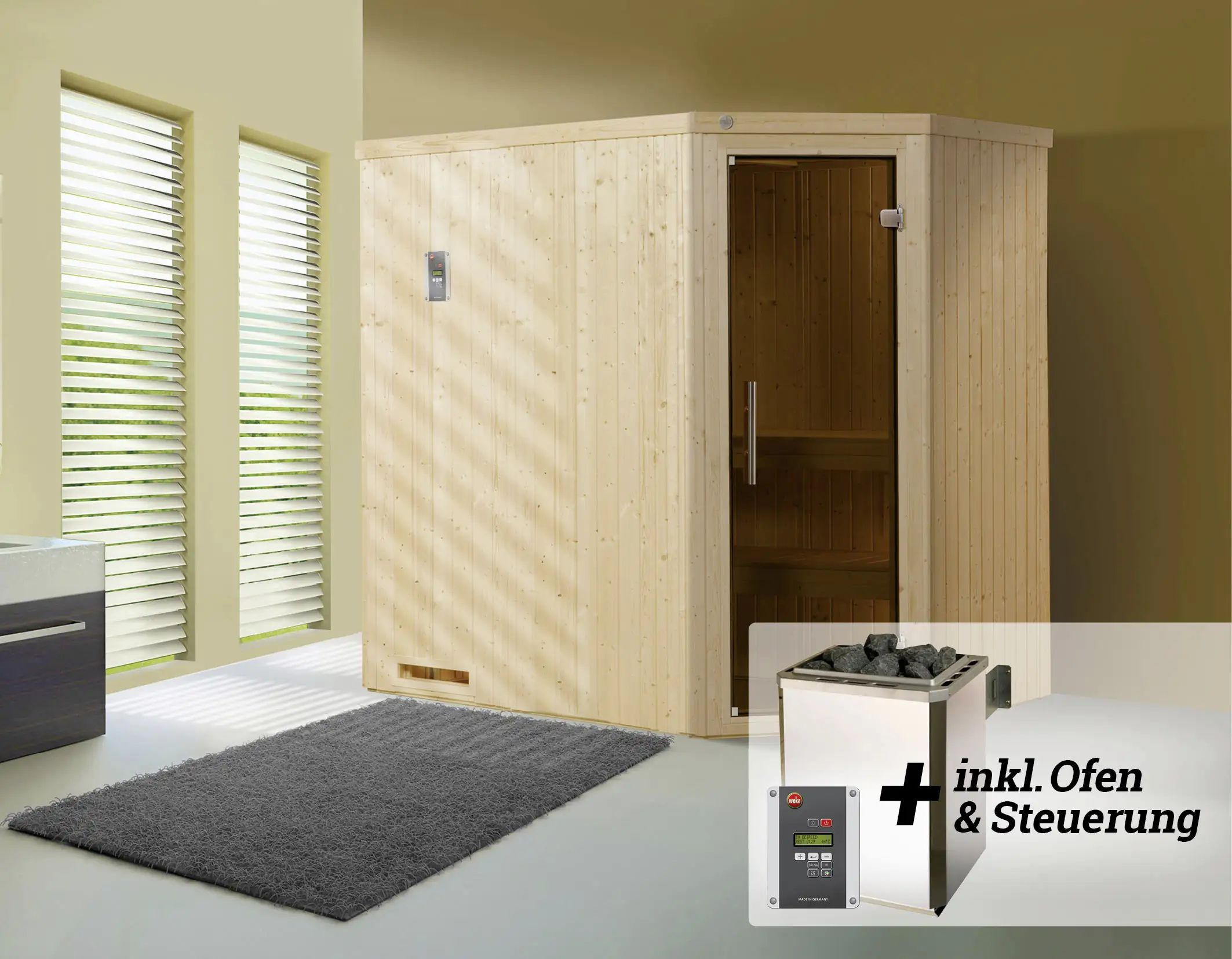 Weka Elementsauna Varberg Eck Gr. 1 Sparset 7,5 kw OS