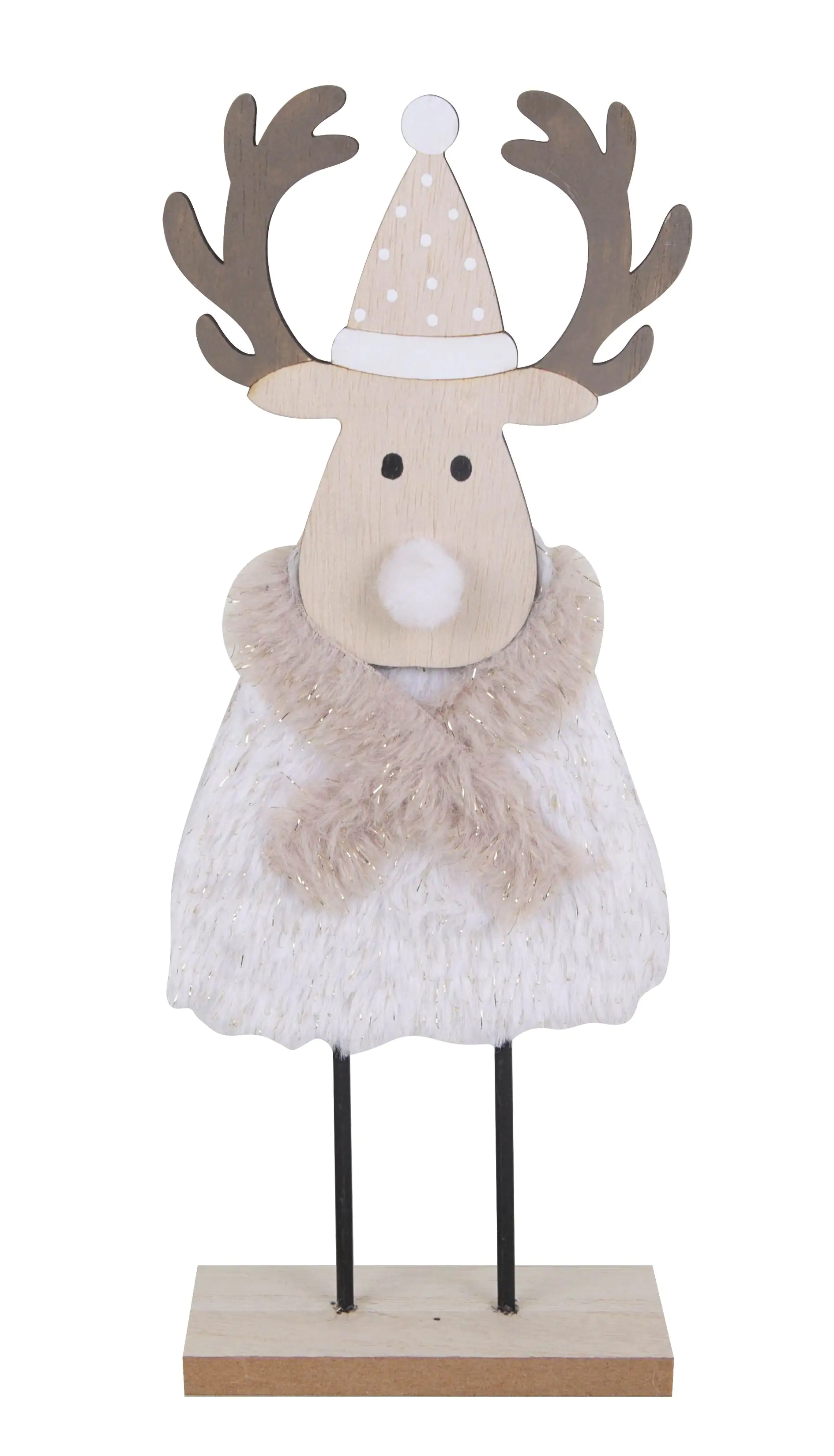 TrendLine Dekofigur Holz Rentier 28 x 11 cm braun weiß