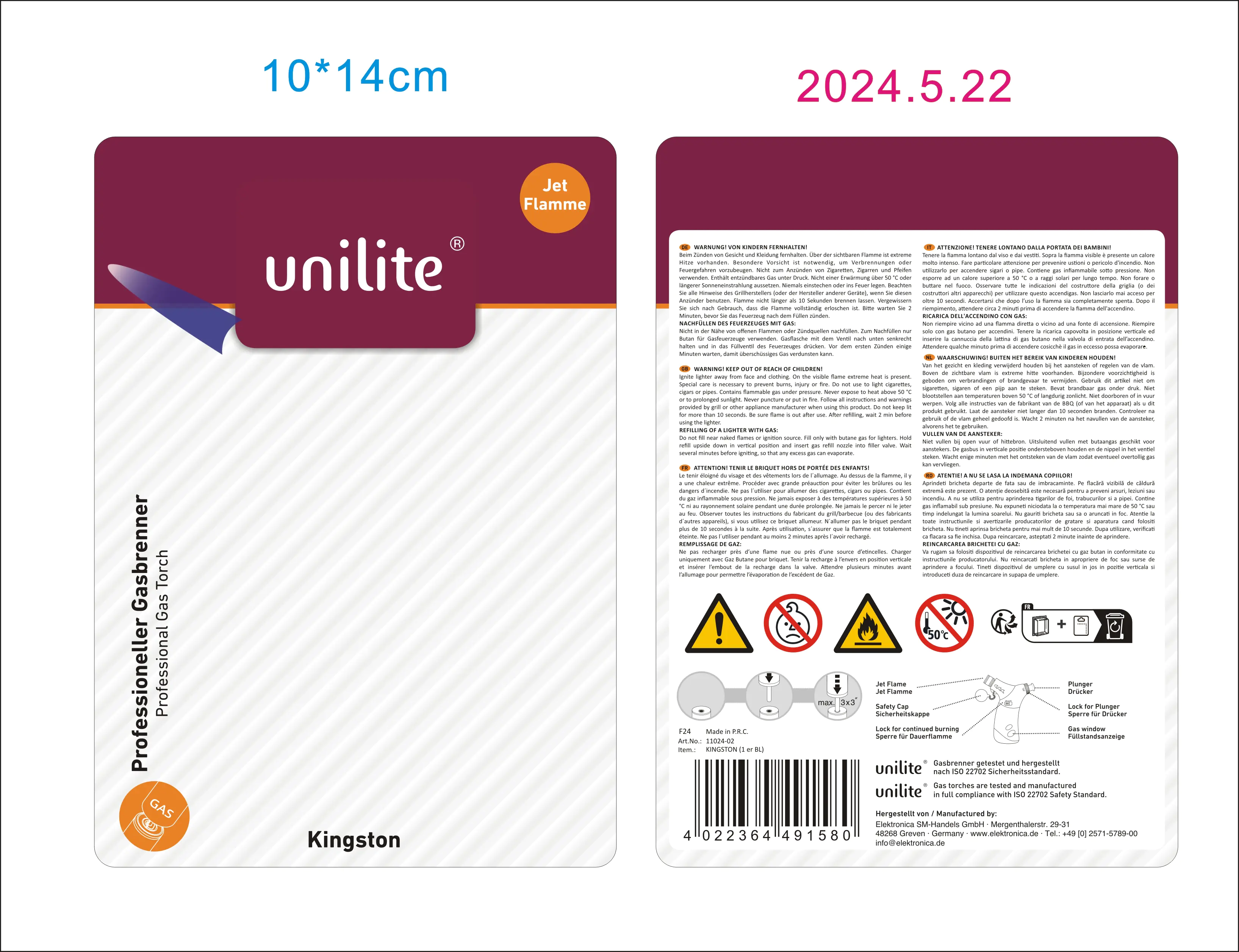Unilite Professional Gasbrenner Kingston Unilite Professional Gasbrenner Kingston