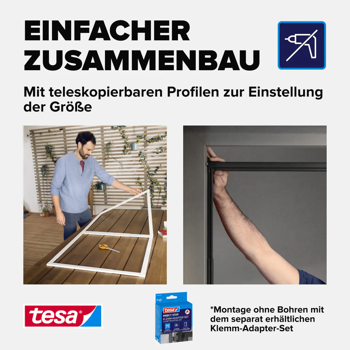 tesa Fliegenschutz-Tür FALT 100 x 220 cm anthrazit/weiß kürzbar