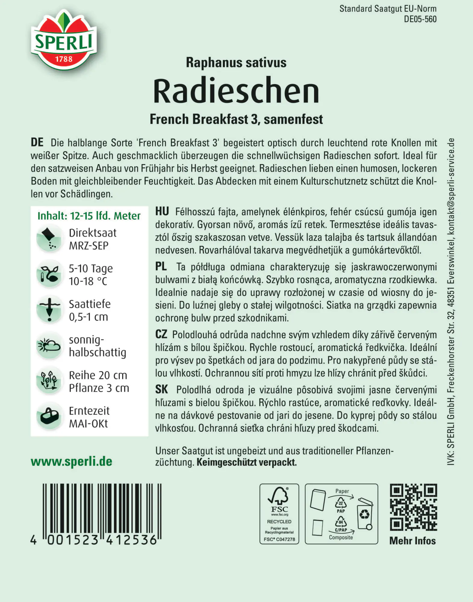 Sperli Radieschen French Breakfast 3