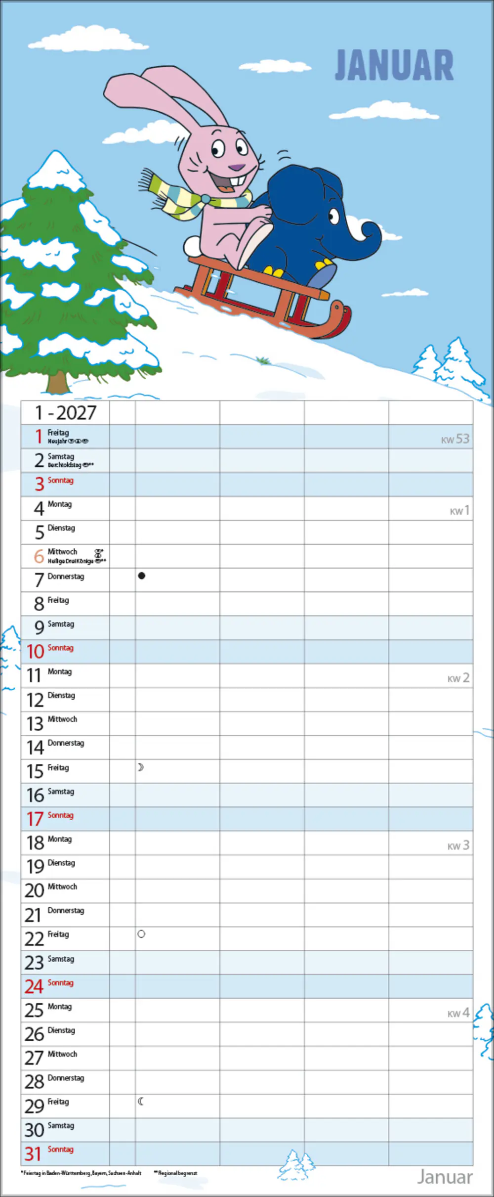 Korsch Kalender Familienplaner Sendung mit der Maus 2027