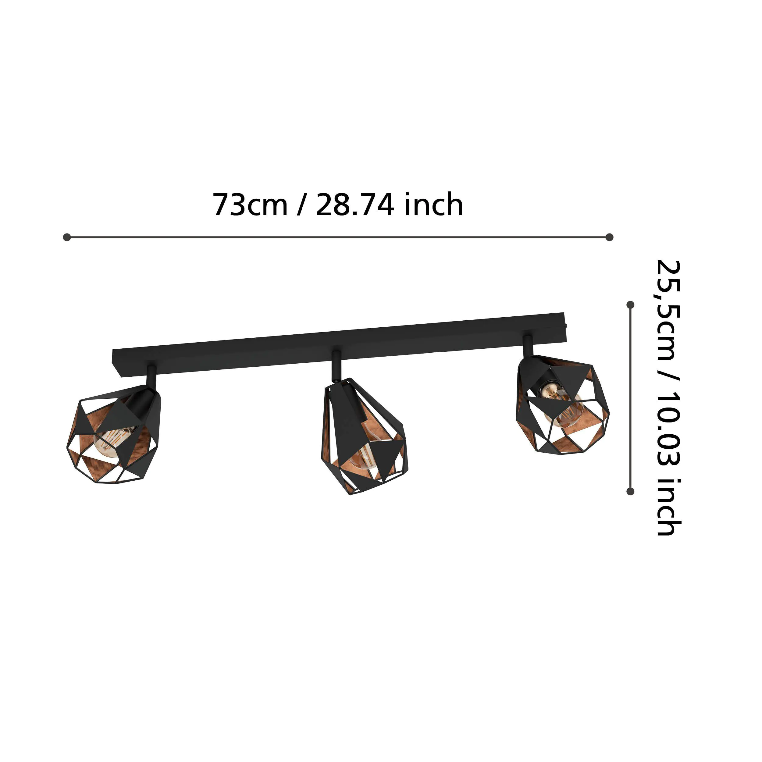 Eglo 3er Spot Carlton 7 schwarz kupfer 73 x 16 cm Eglo 3er Spot Carlton 7 schwarz kupfer 73 x 16 cm