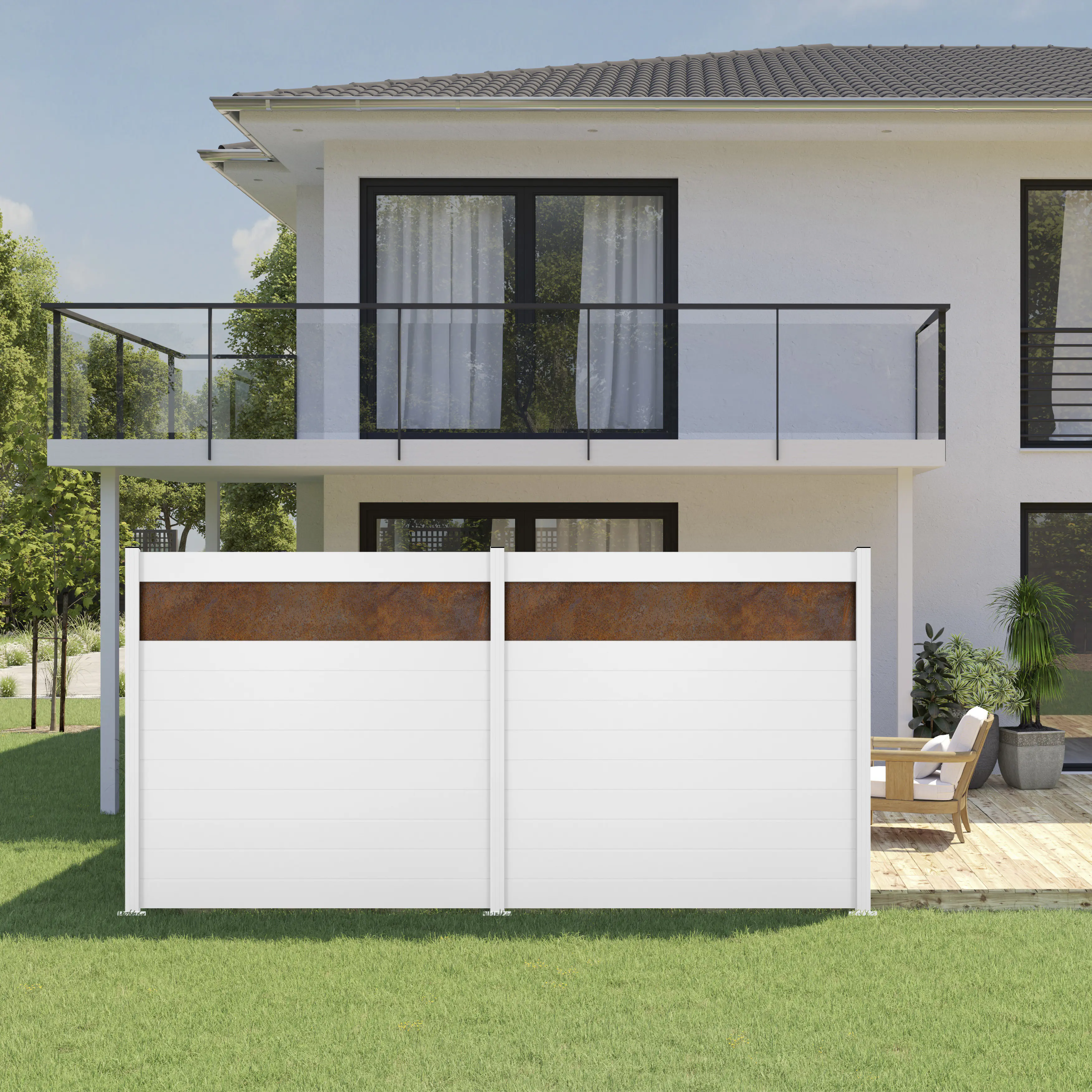 Ambiente Alu-Zaun Grundset Paneel 150 weiß 187 x 184,2 cm  