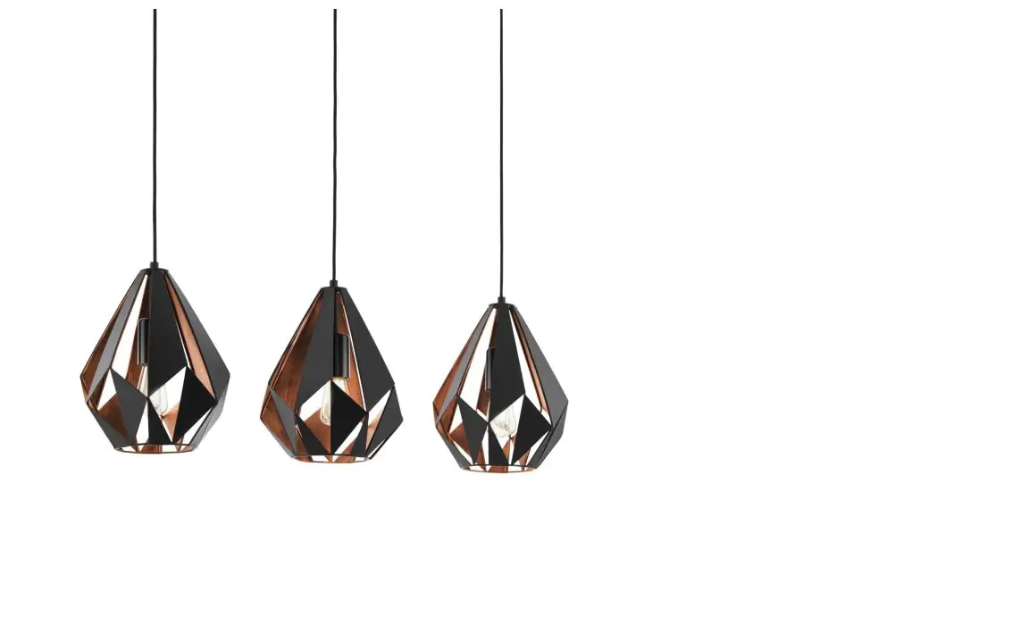 Eglo 3er Pendelleuchte Carlton 1 schwarz-kupfer 80,5 x 20,5 cm E27 Eglo 3er Pendelleuchte Carlton 1 schwarz-kupfer 80,5 x 20,5 cm E27