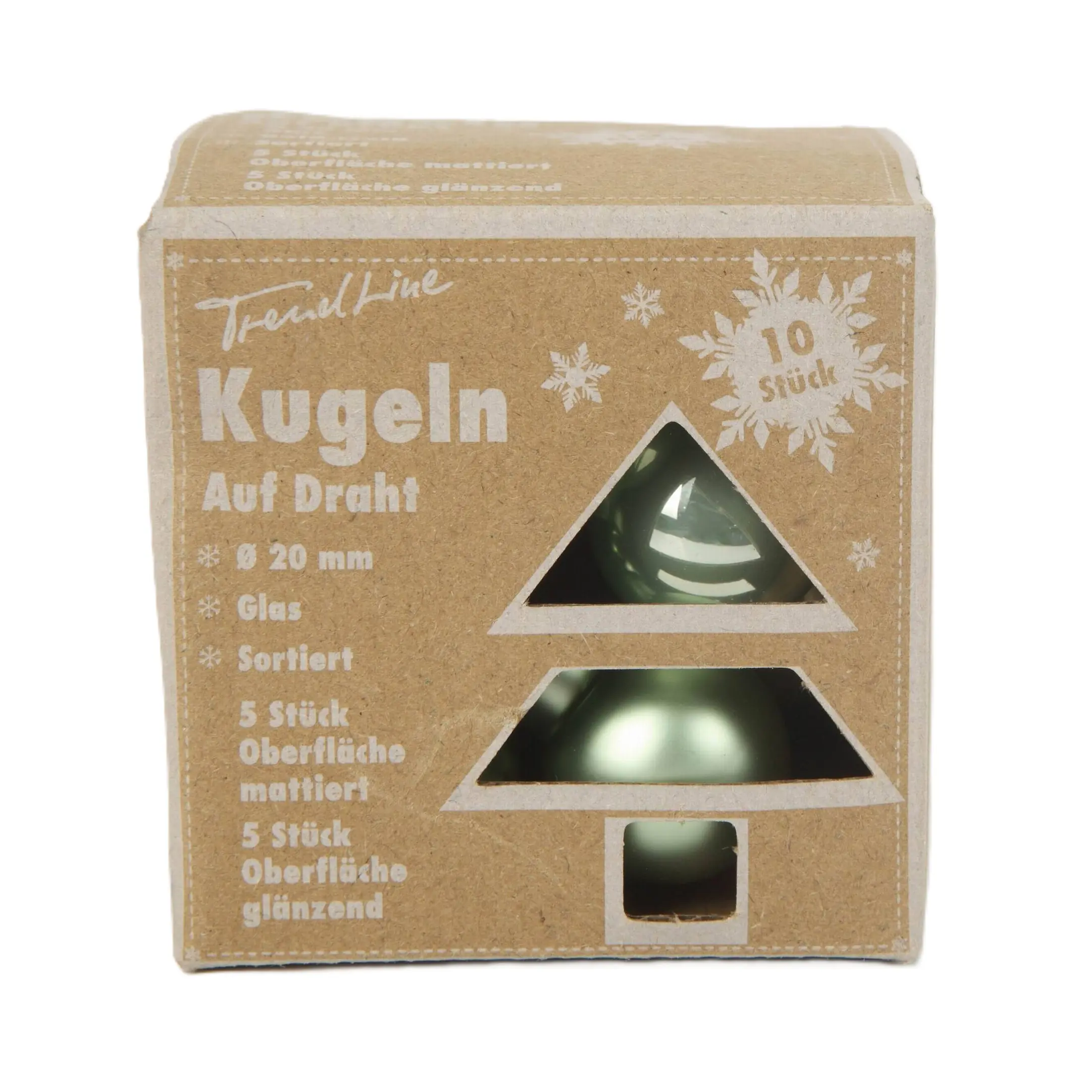 TrendLine Weihnachtskugeln aus Glas auf Draht Ø 2 cm light green 10 Stück